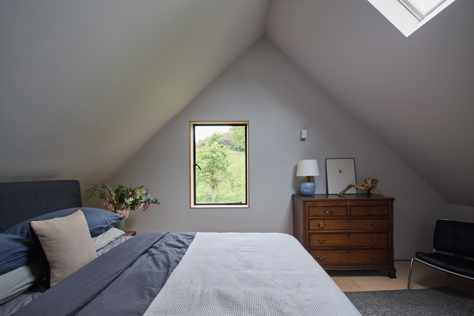 attic modern bedroom with vintage find