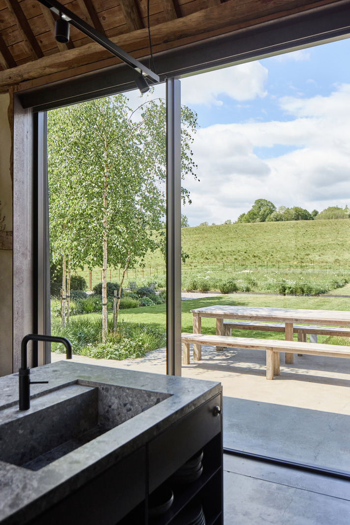 modern kitchen with terrace