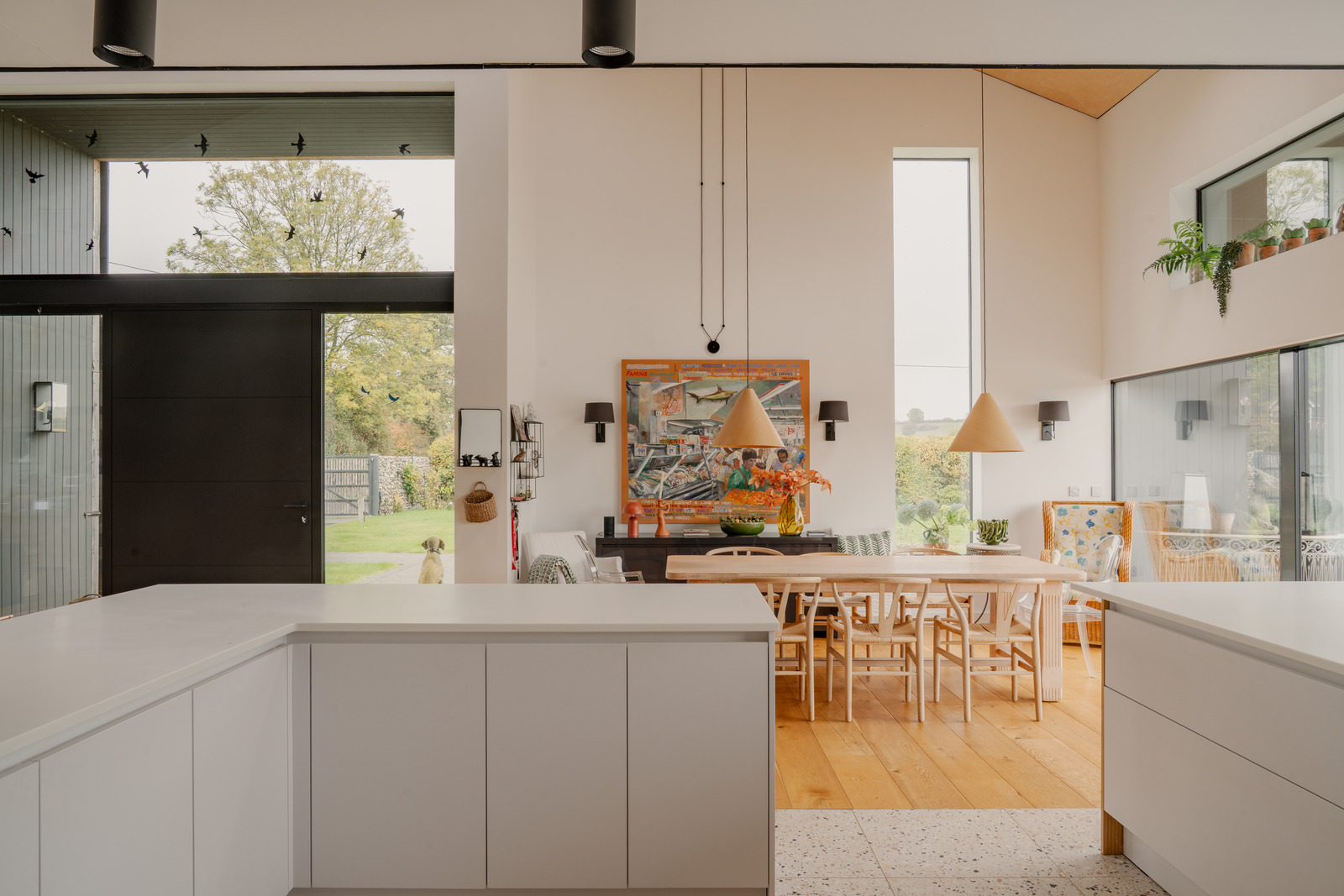 dining room and kitchen contemporary decor converted barn in England