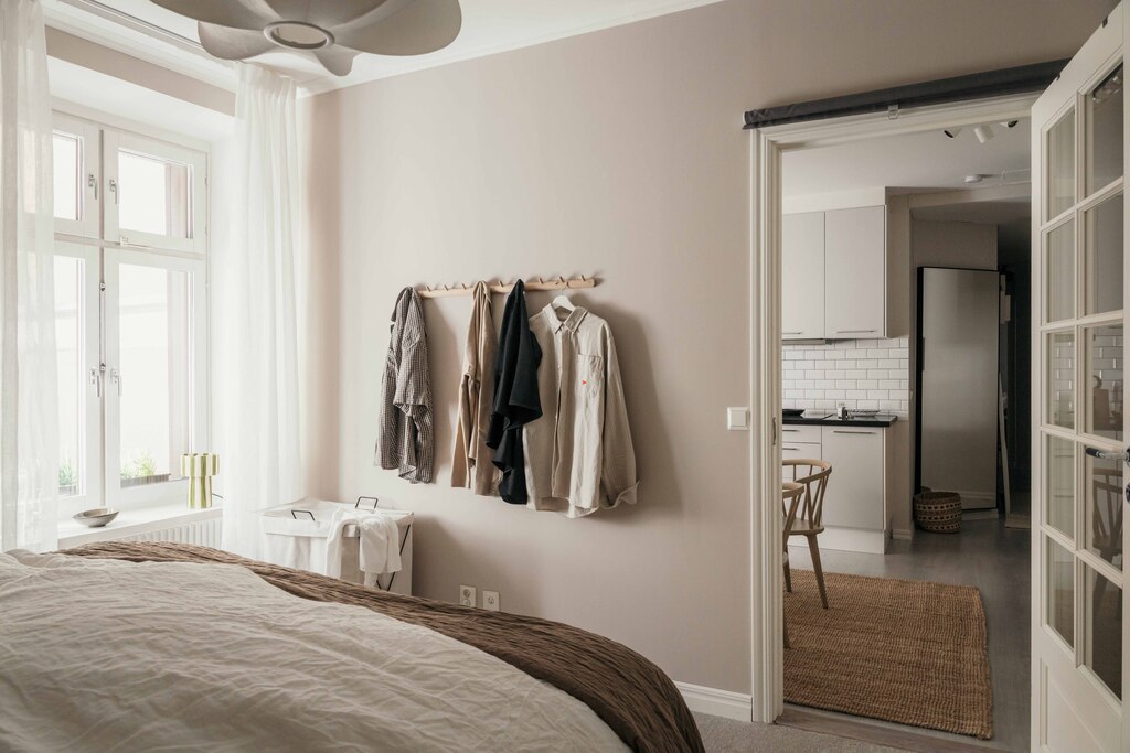 bedroom room neutral tons 62sqm two-room apartment scandinavian decor bedroom room neutral tons 62sqm two-room apartment scandinavian decor