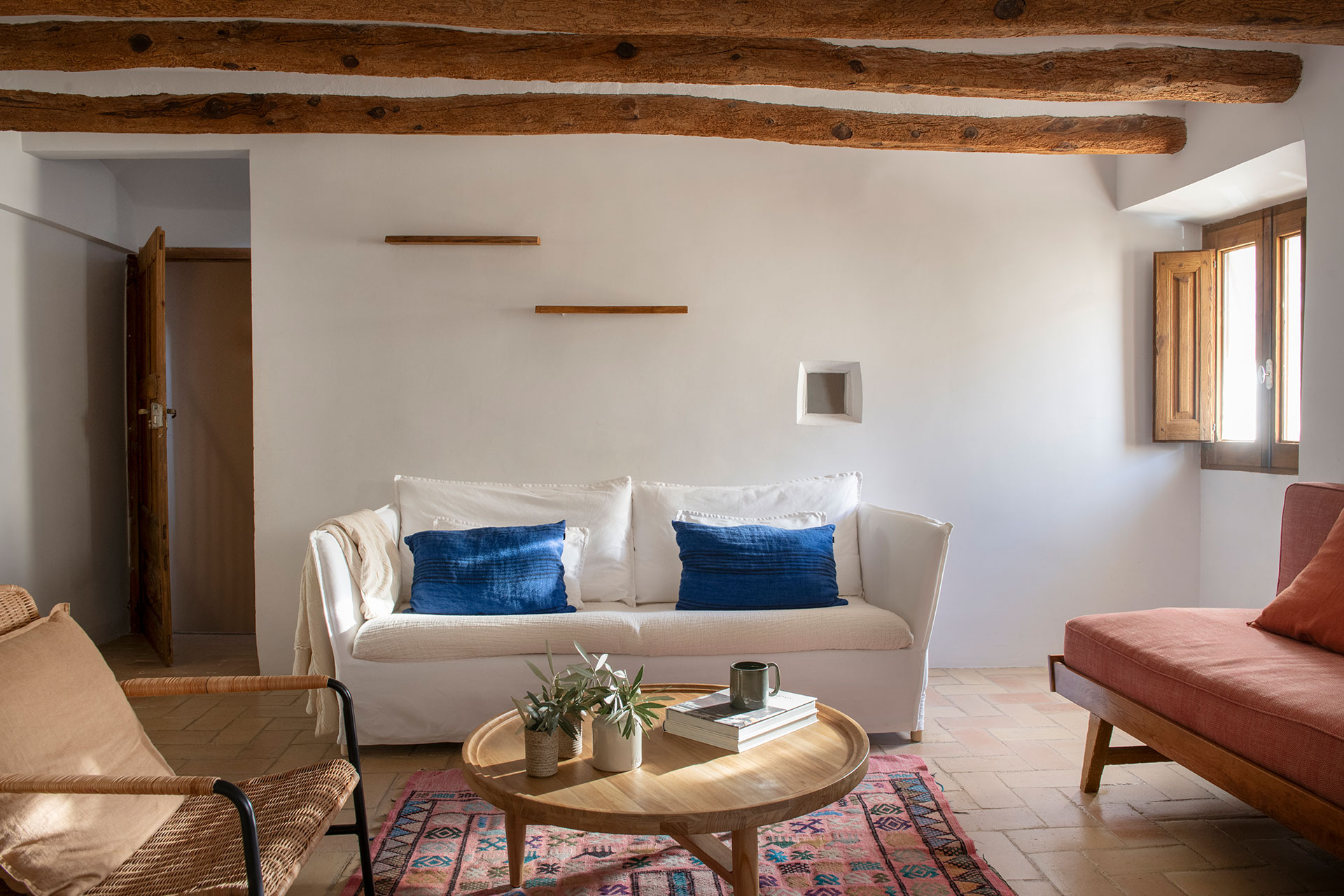 living room with beams Catalan village house Casa Maltesa