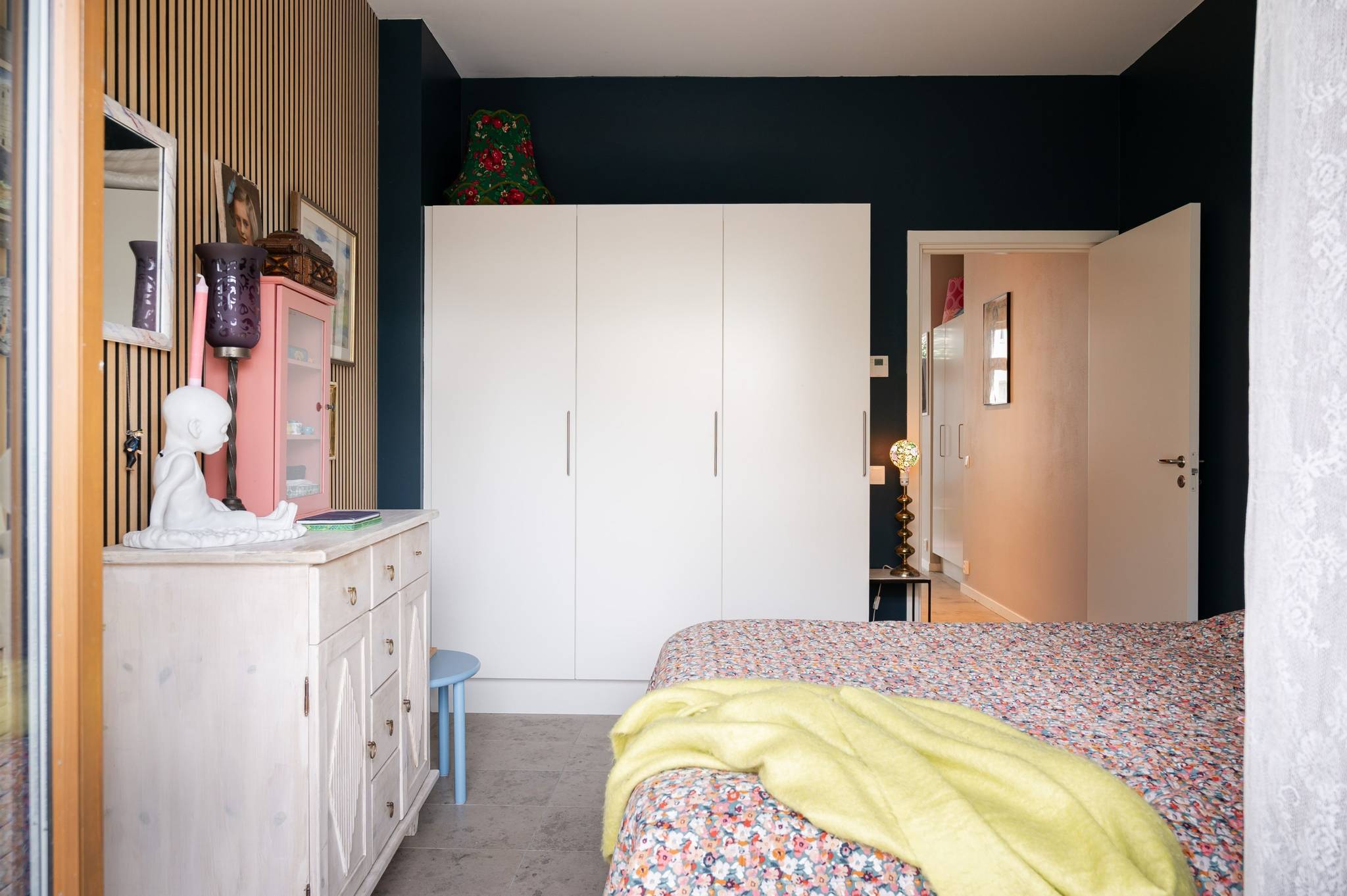 bedroom bleu walls maximalist decor
