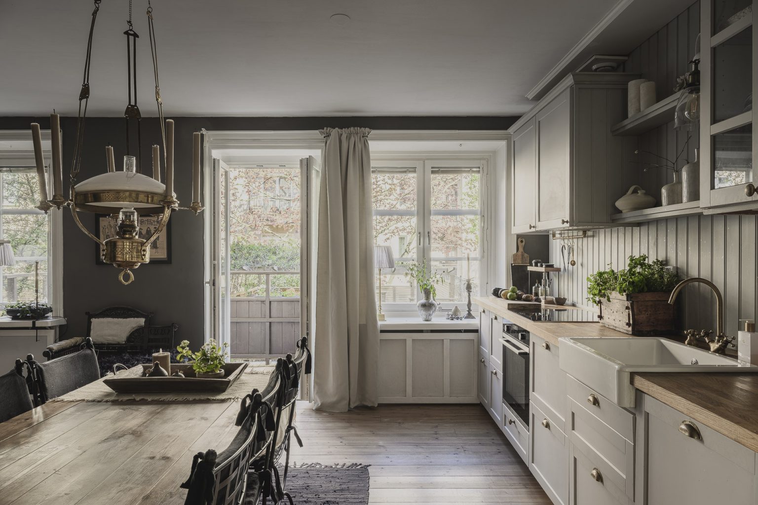 cuisine style campagne avec salle à manger décoration scandinave