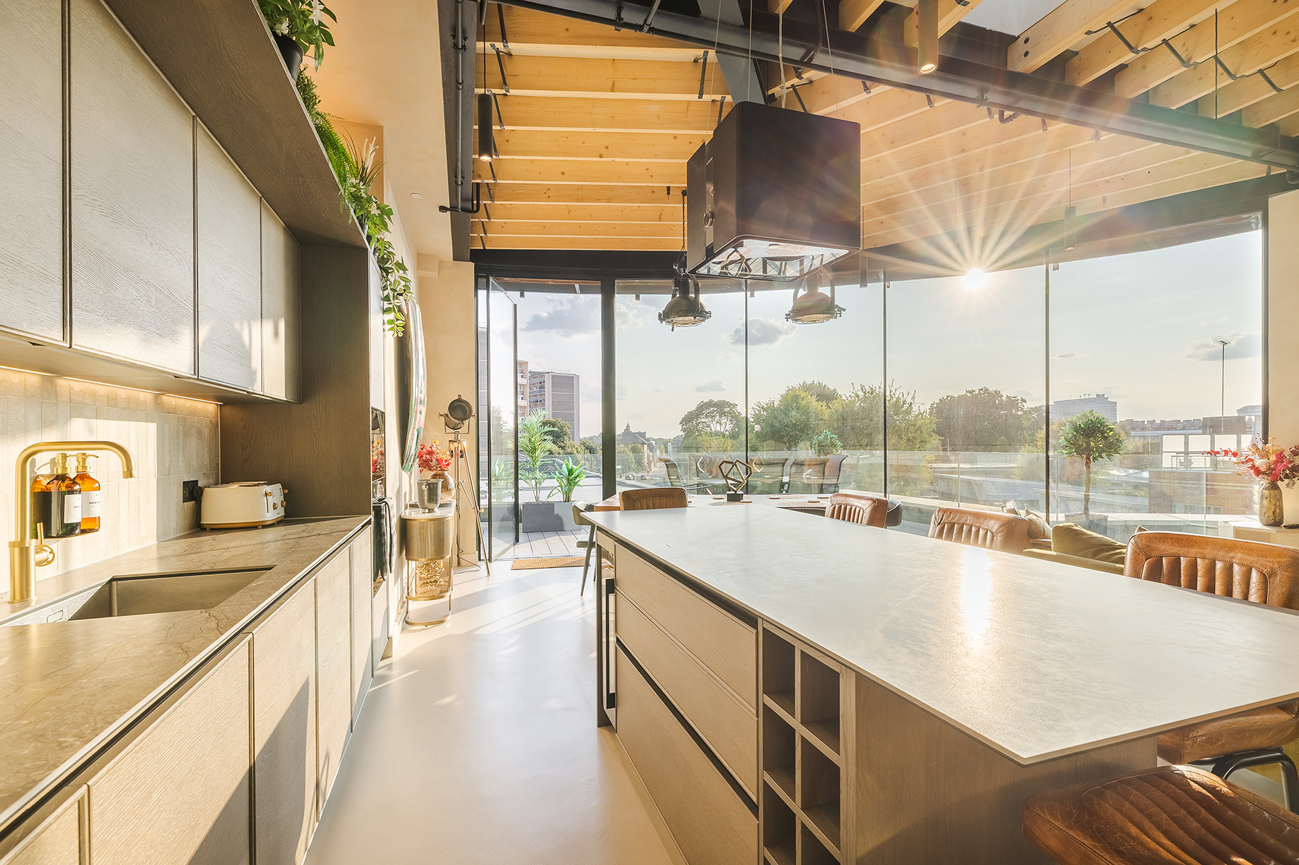 open kitchen London penthouse designer decor