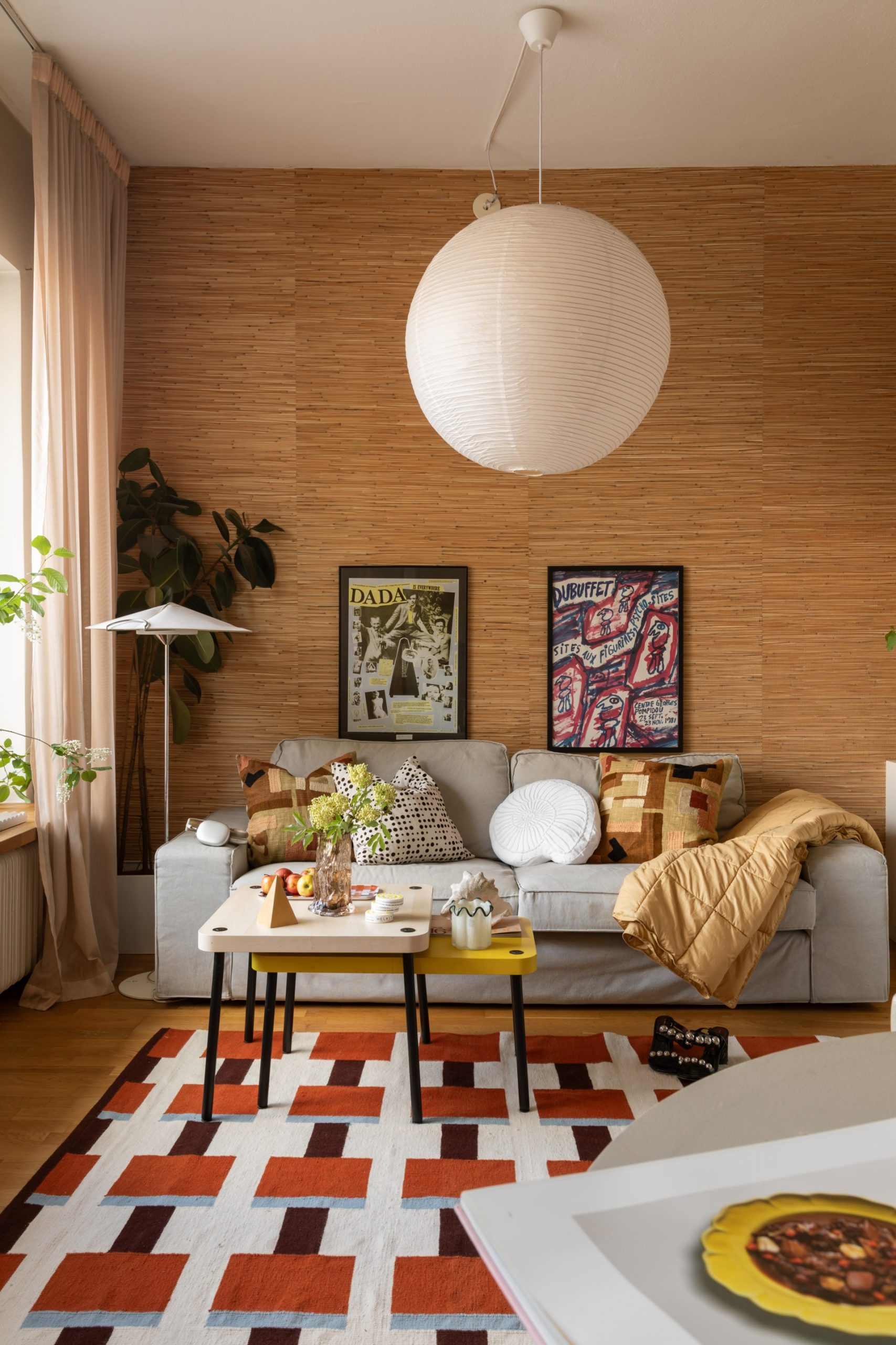 living room with an IKEA Stockholm 2025 collection rug Scandinavian vintage decor living room with an IKEA Stockholm 2025 collection rug Scandinavian vintage decor