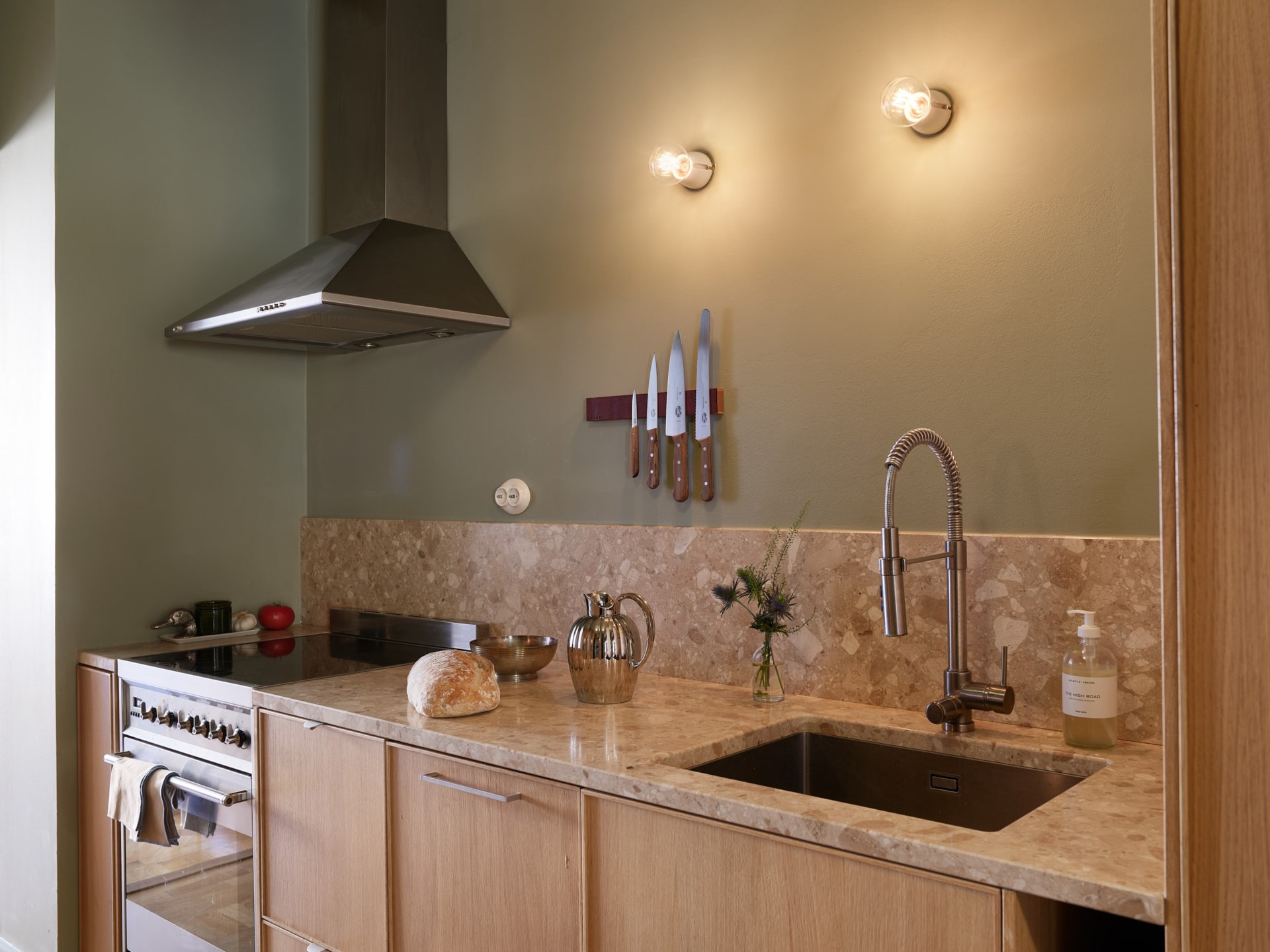 oak kitchen with green walls scandinavian decor in a 66sqm three-room apartment oak kitchen with green walls scandinavian decor in a 66sqm three-room apartment