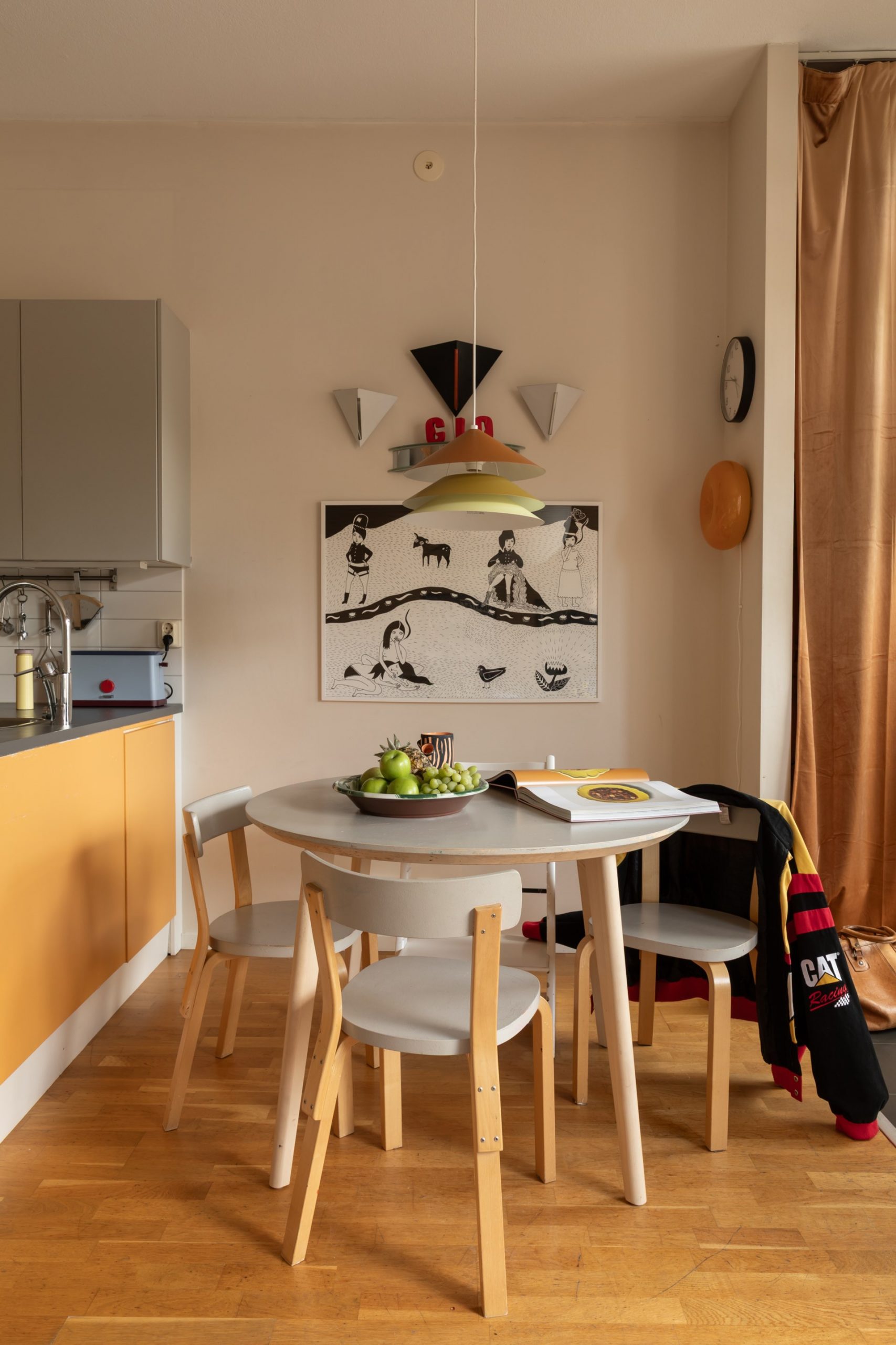 open yellow kitchen dining room Scandinavian vintage decor open yellow kitchen dining room Scandinavian vintage decor