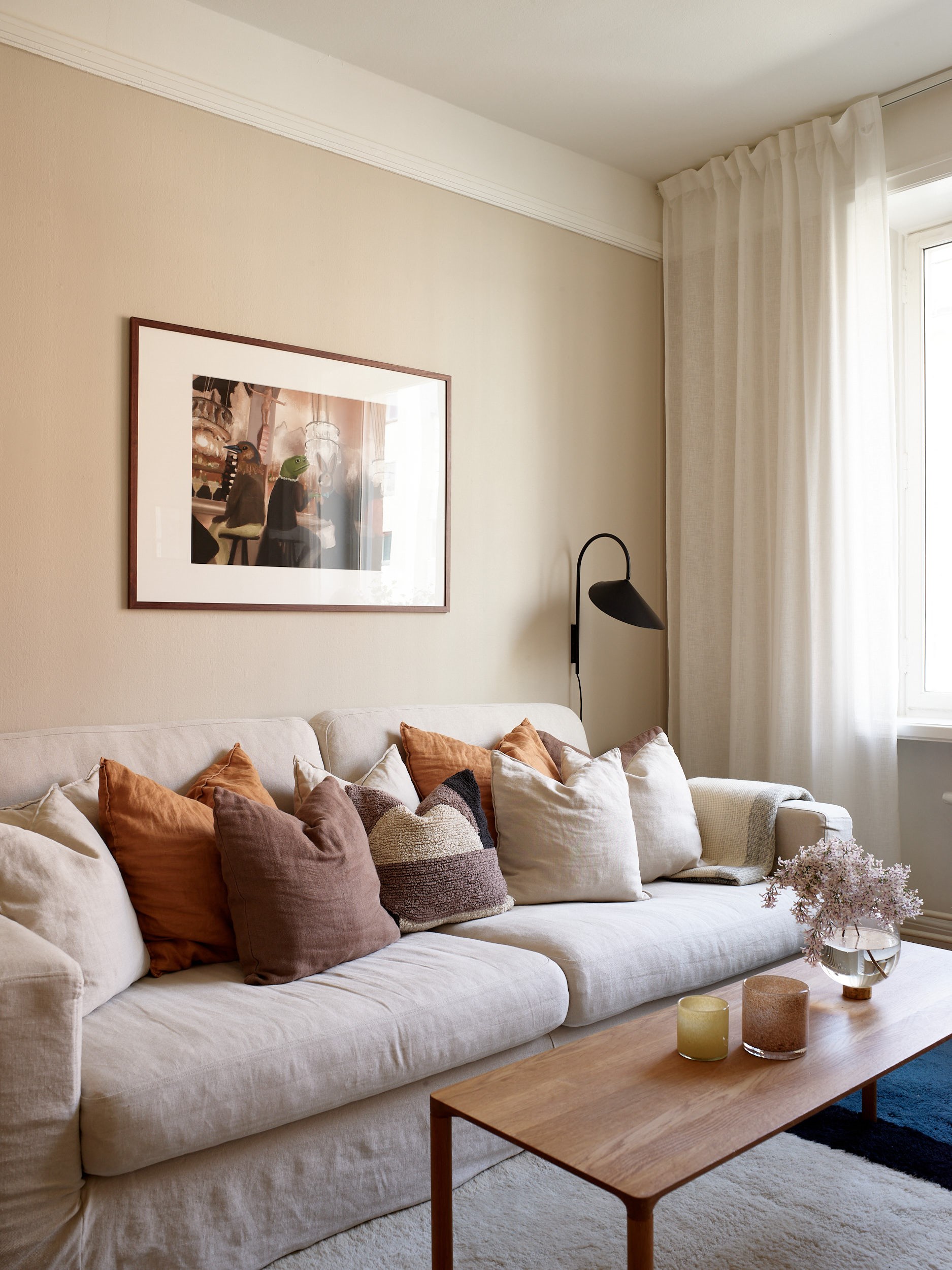 beige living room scandinavian decor in a 66sqm three-room apartment beige living room scandinavian decor in a 66sqm three-room apartment