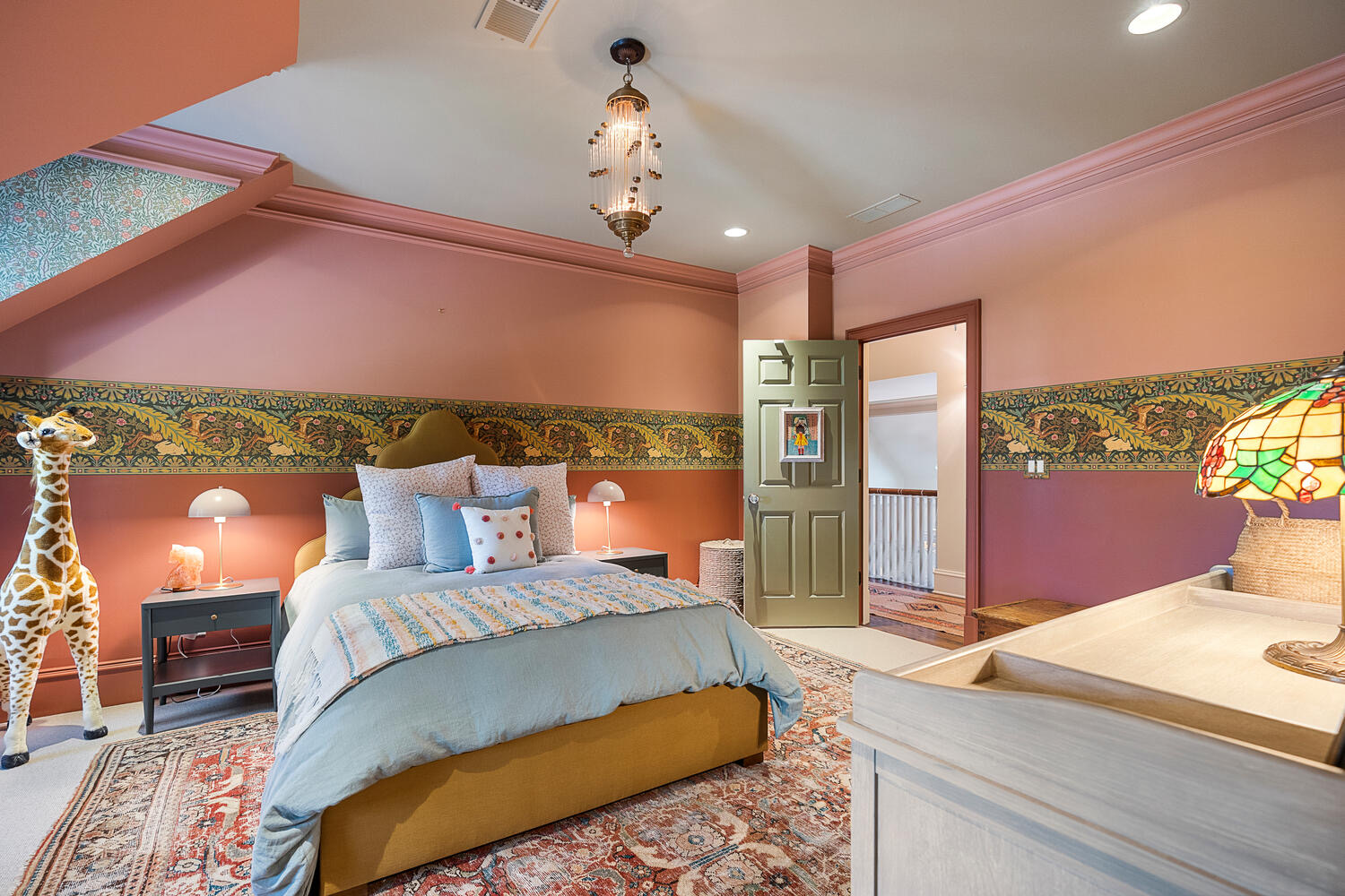 attic bedroom for a chid pink and green attic bedroom for a chid pink and green