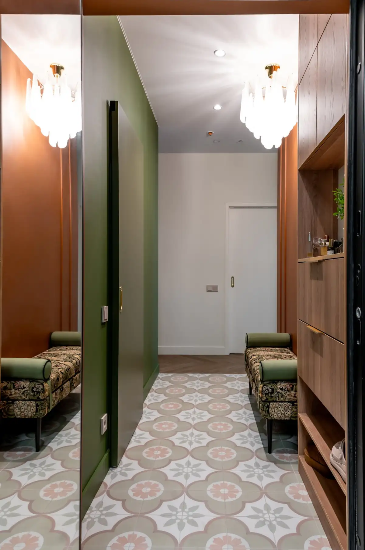 orange and green entryway vintage cement tiles orange and green entryway vintage cement tiles