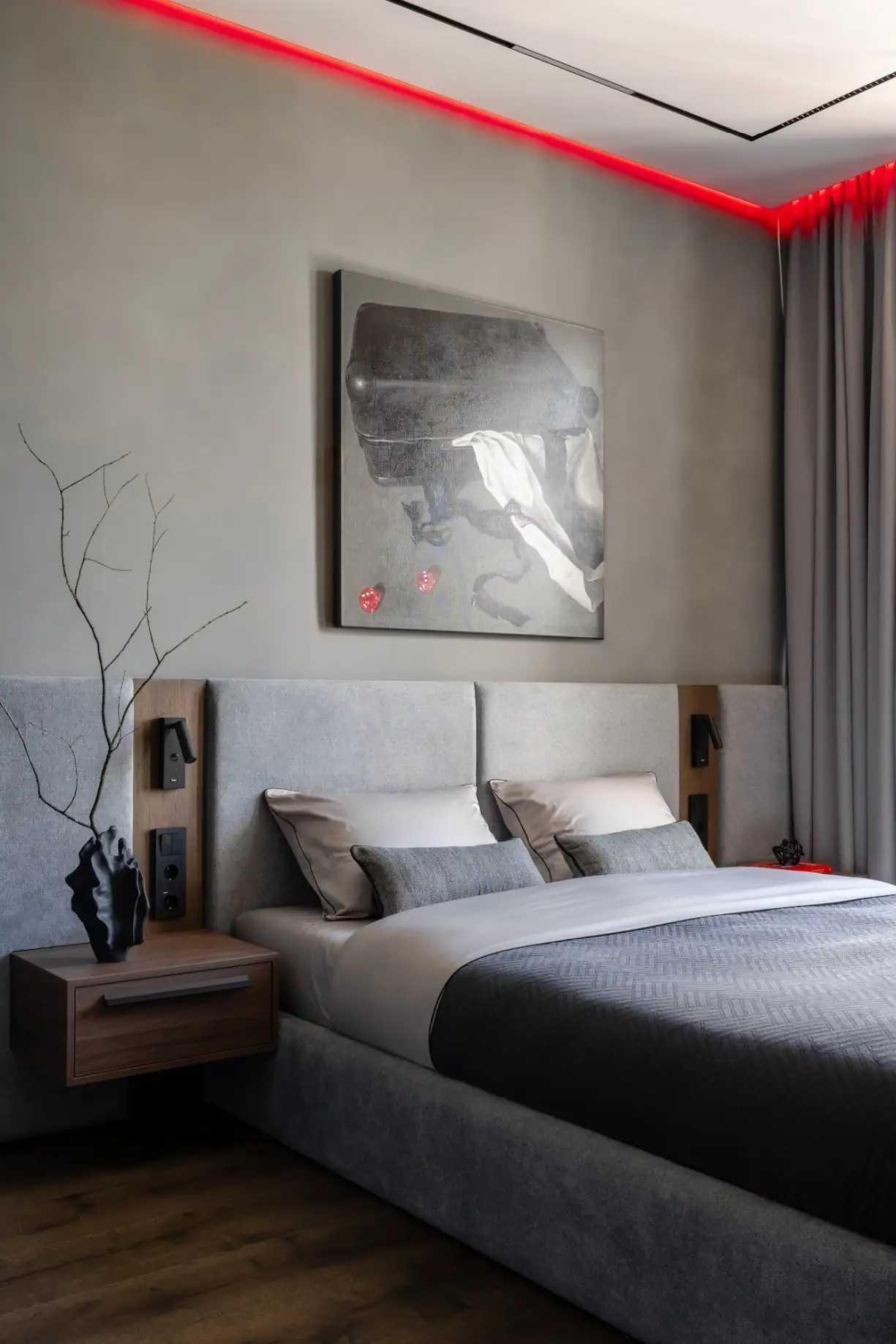 chambre décoration design grise studio 30m2