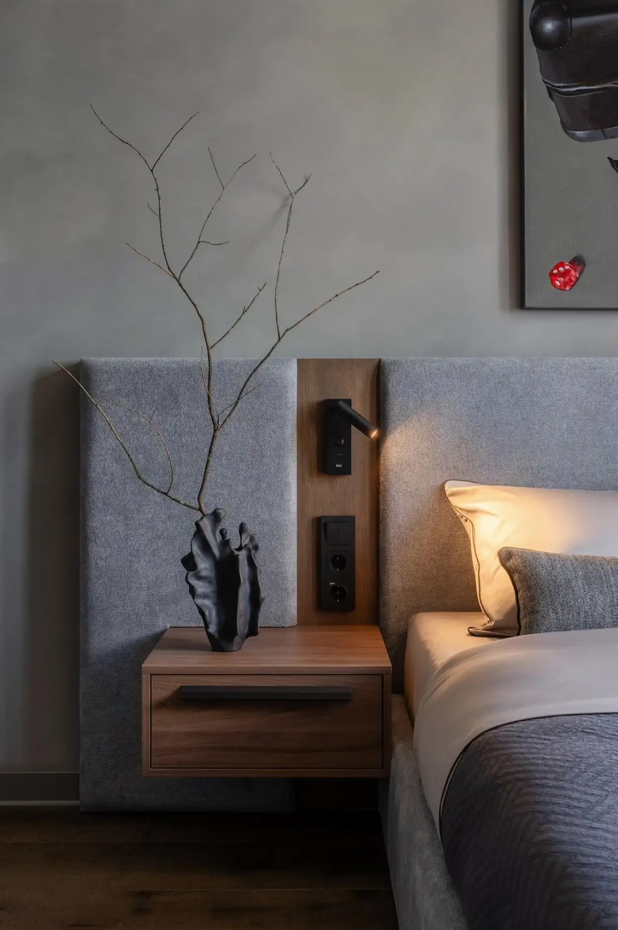 chambre décoration design grise studio 30m2