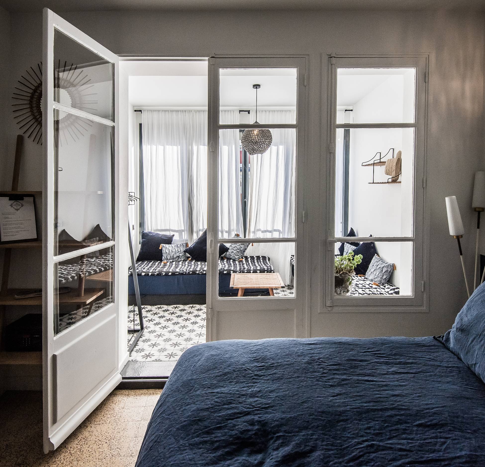 bedroom with glass partition bedroom with glass partition