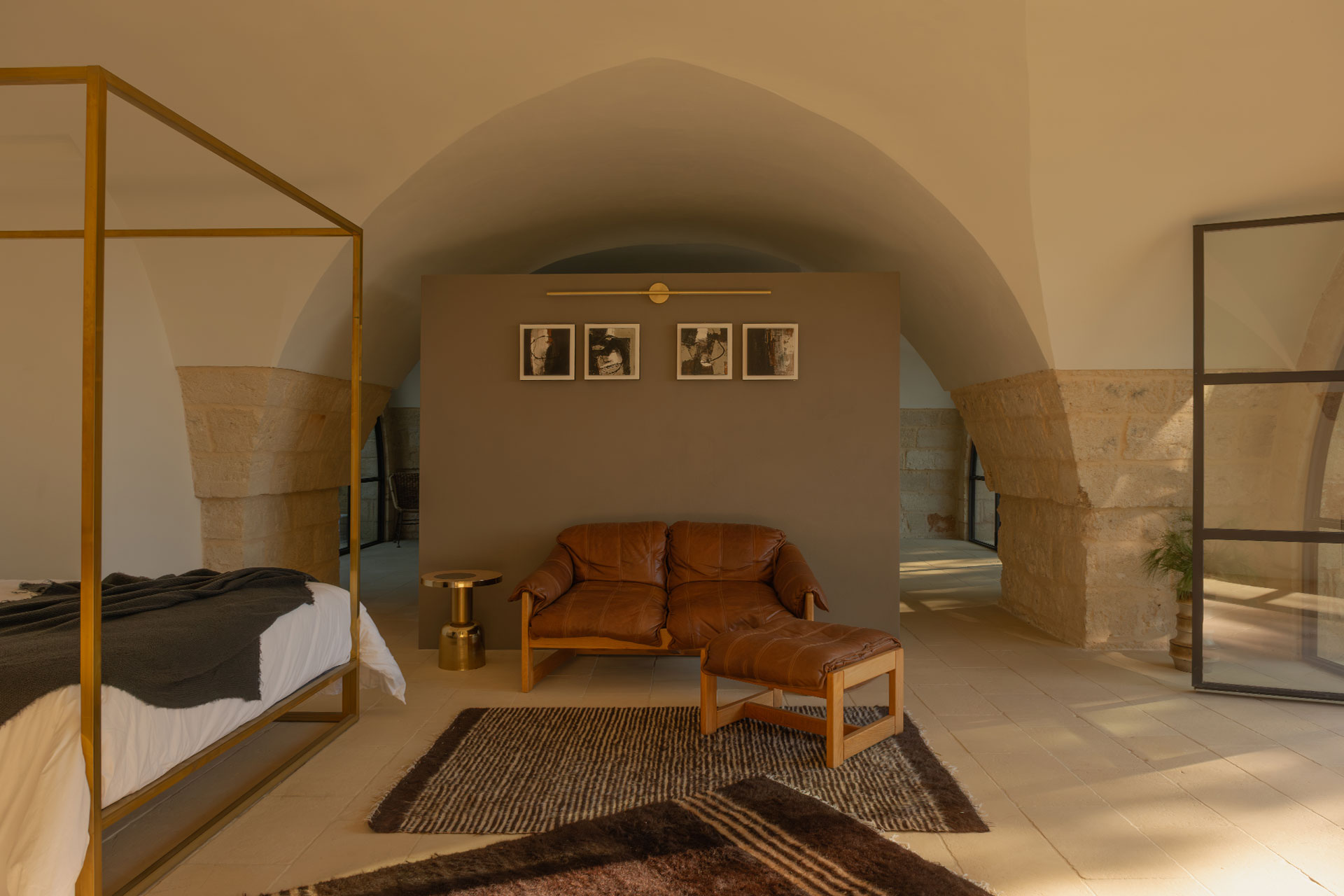 bedroom stone walls house in Puglia contemporary interior design masseria Li Cafari bedroom stone walls house in Puglia contemporary interior design masseria Li Cafari