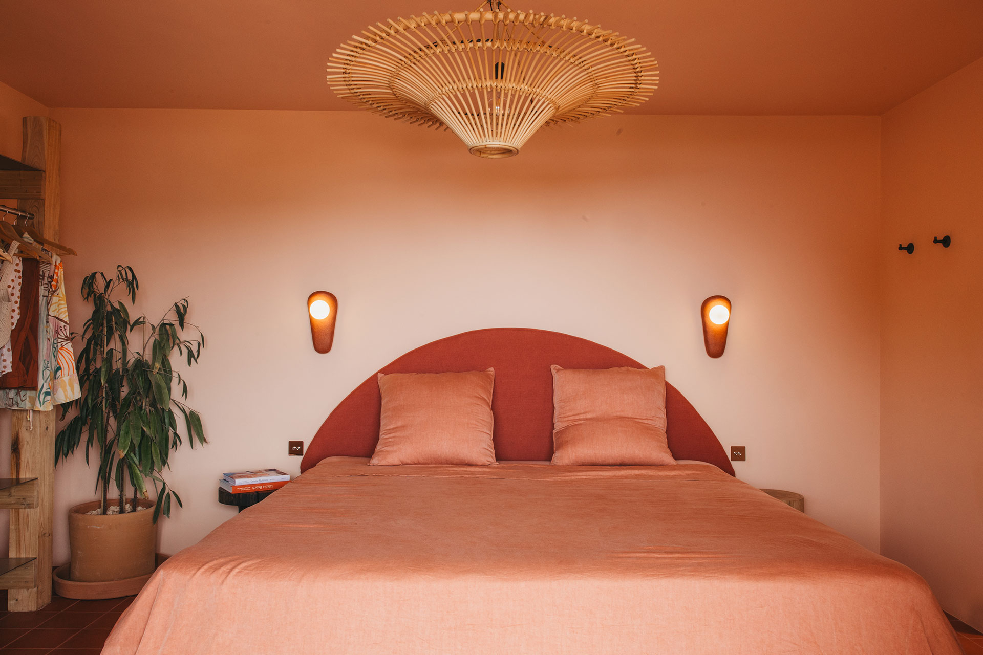 terracotta bedroom Mediterranean house contemporary decor El Puente Al Amor Menorca