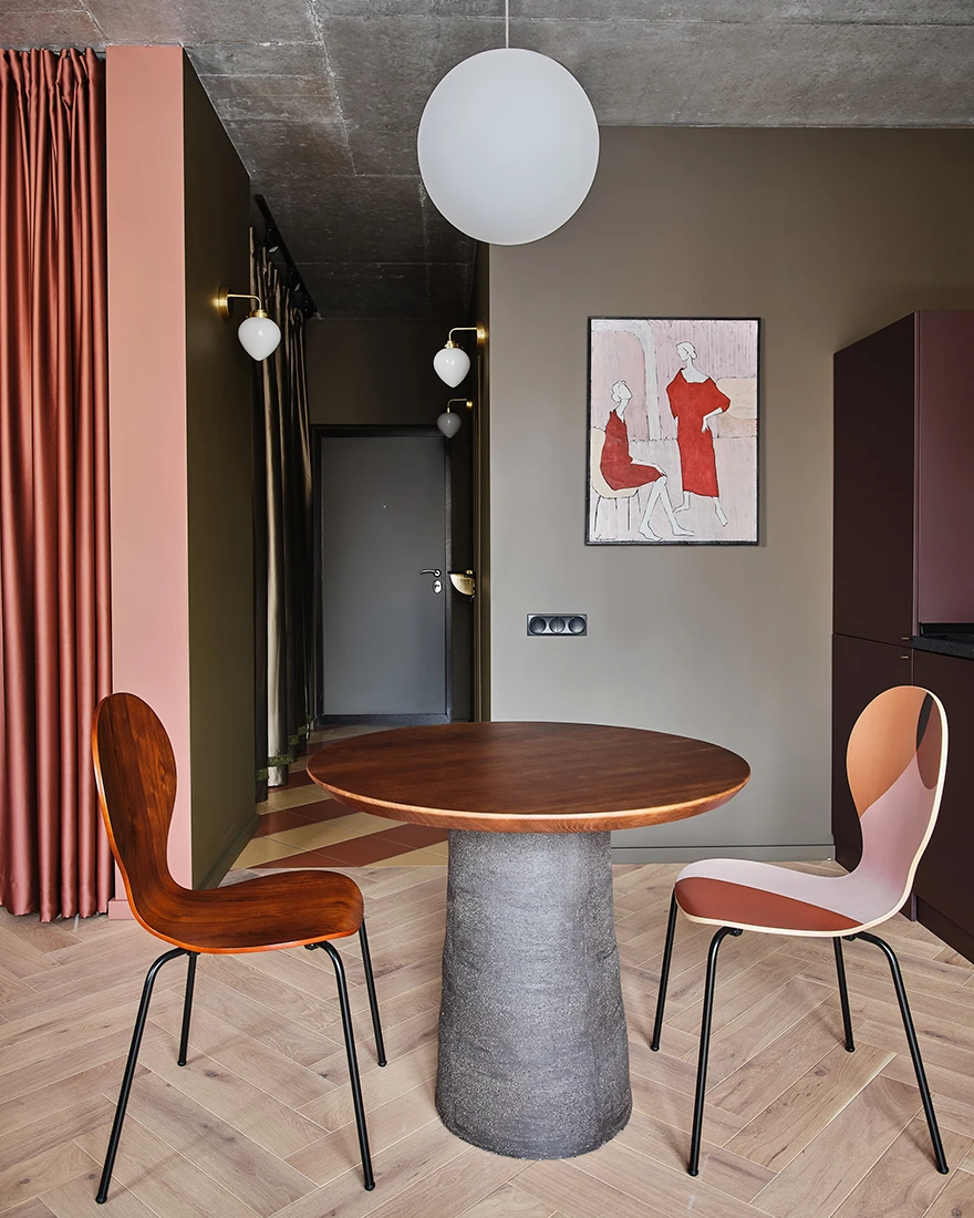 dining room 40sqm apartment colored contemporary decor