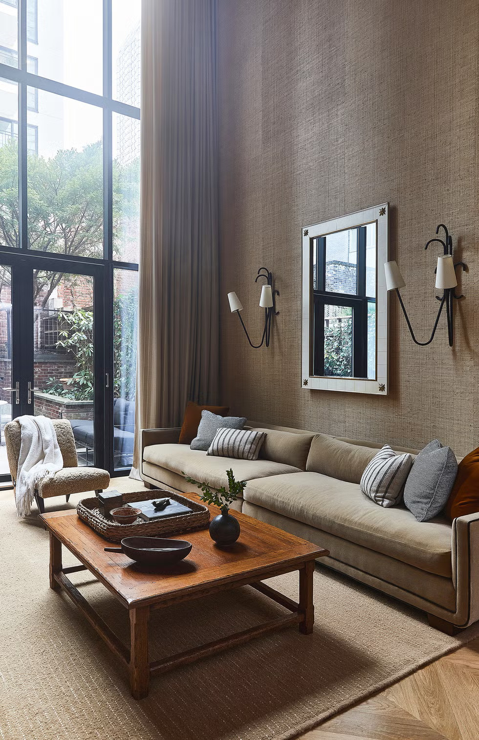 double height living room in townhouse in Manhattan designer Nath Berkus contemporary decor double height living room in townhouse in Manhattan designer Nath Berkus contemporary decor