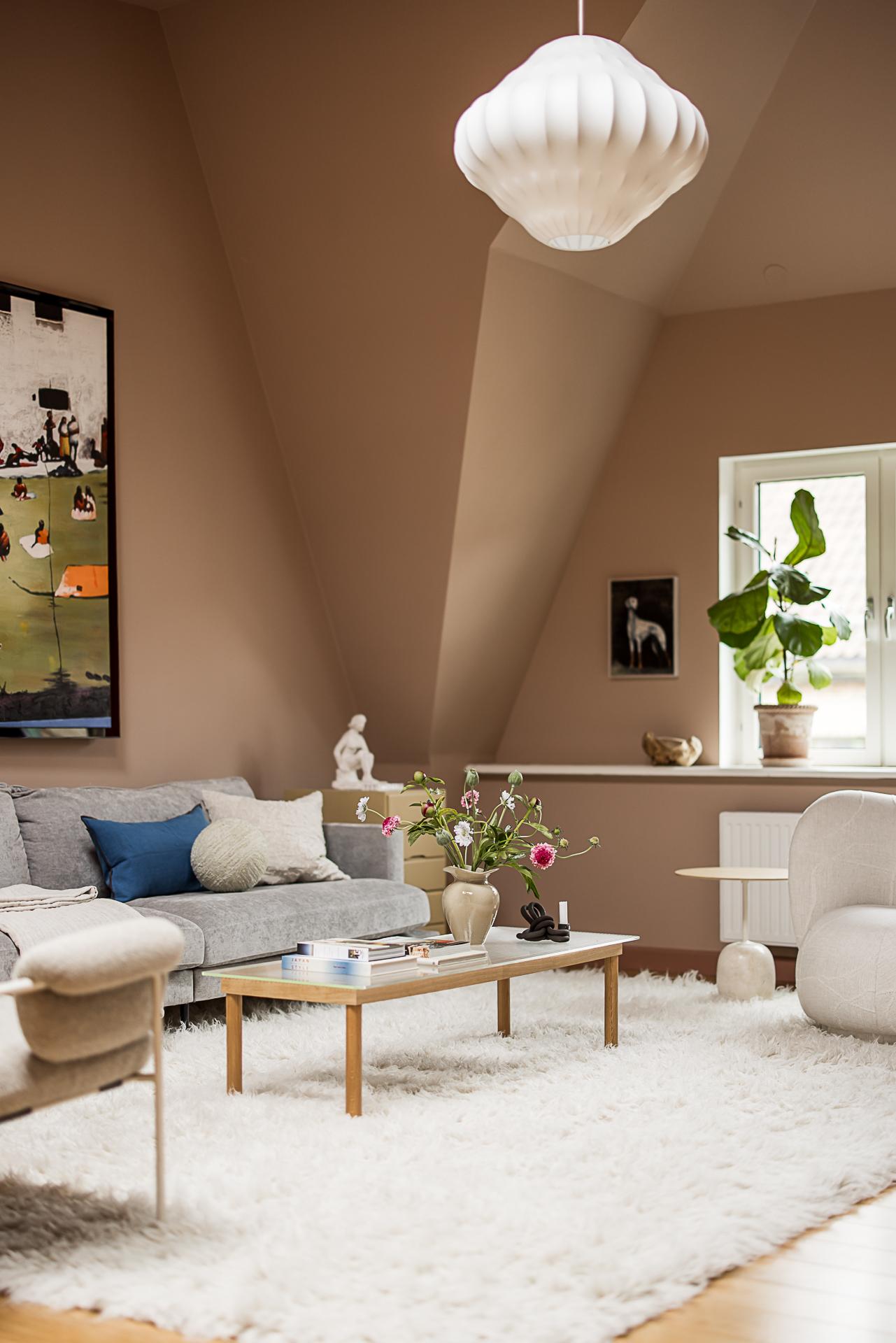 living room scandinavian decor with IKEA PS 2026 floor lamp