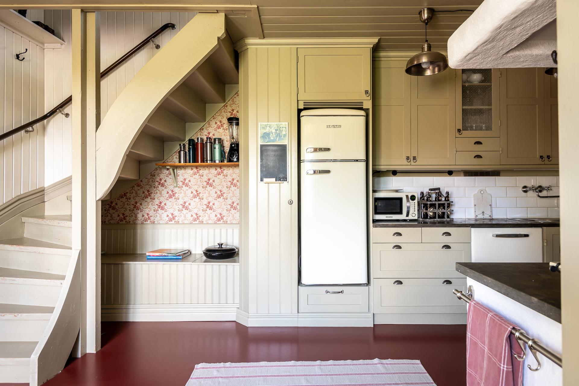 sage green kitchen with scandinavian decor