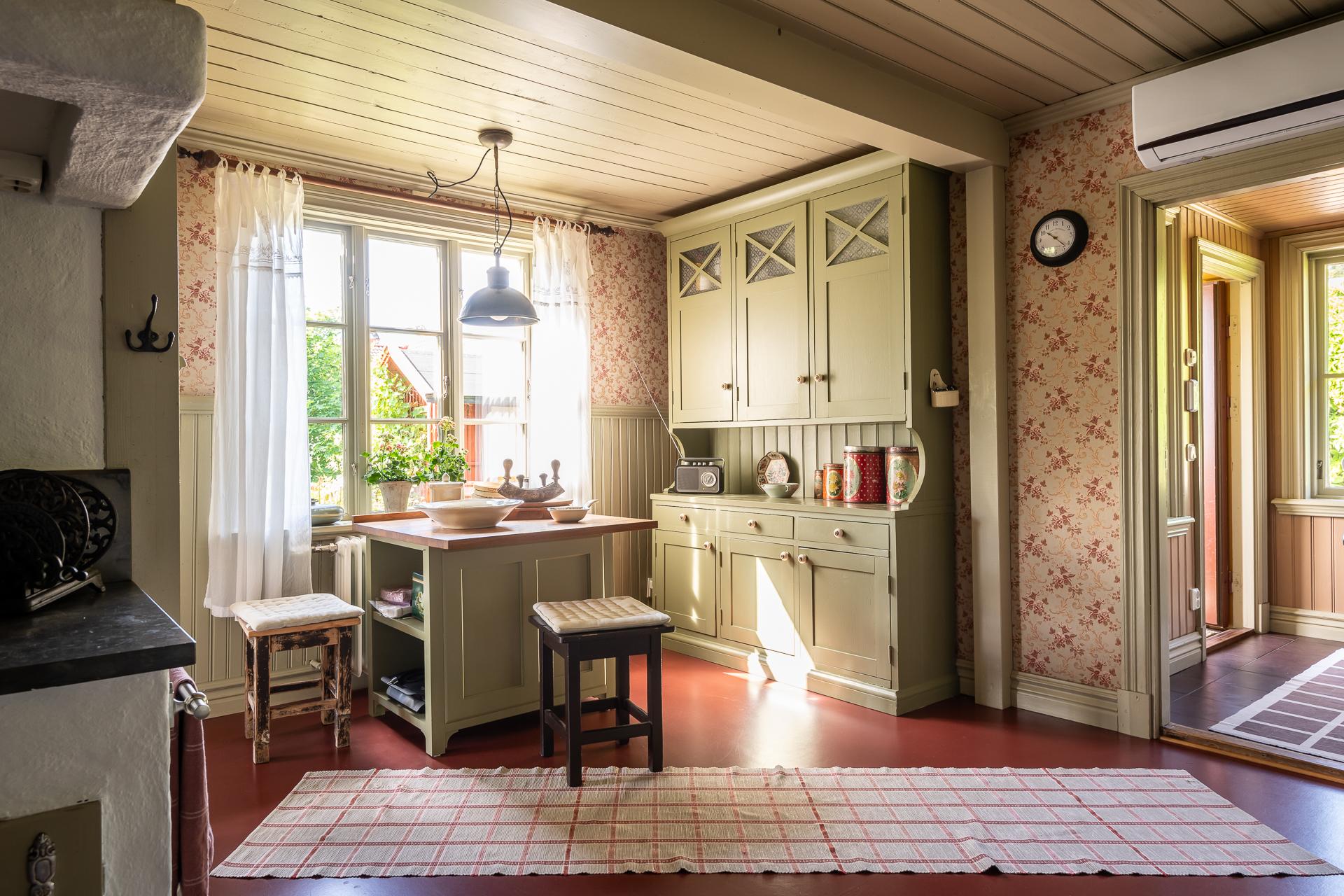 sage green kitchen with scandinavian decor