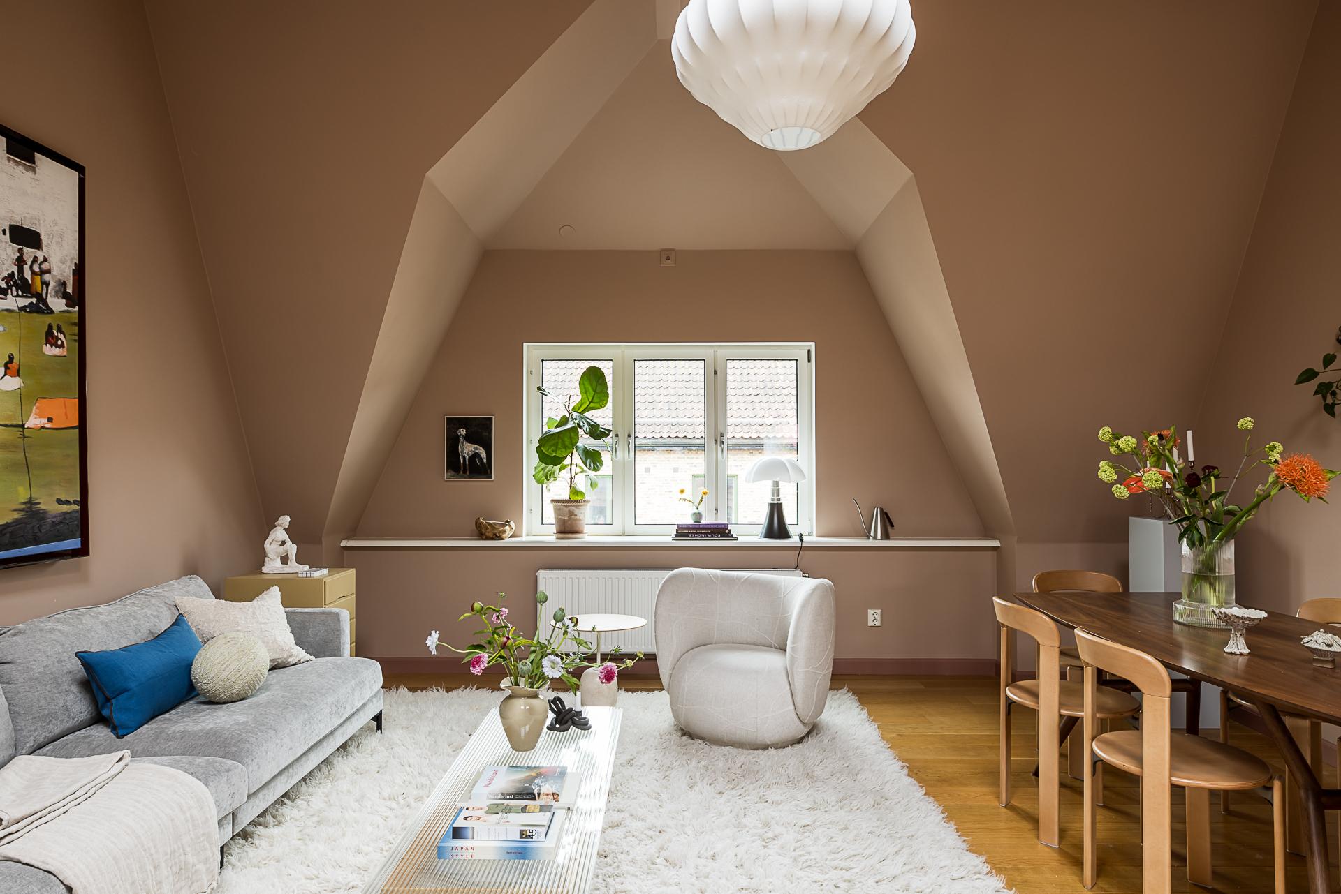 living room scandinavian decor with IKEA PS 2026 floor lamp