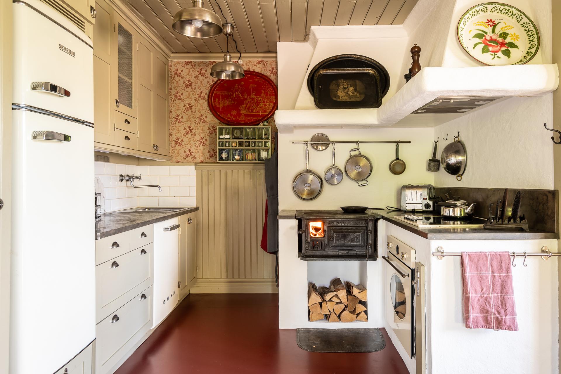 sage green kitchen with scandinavian decor