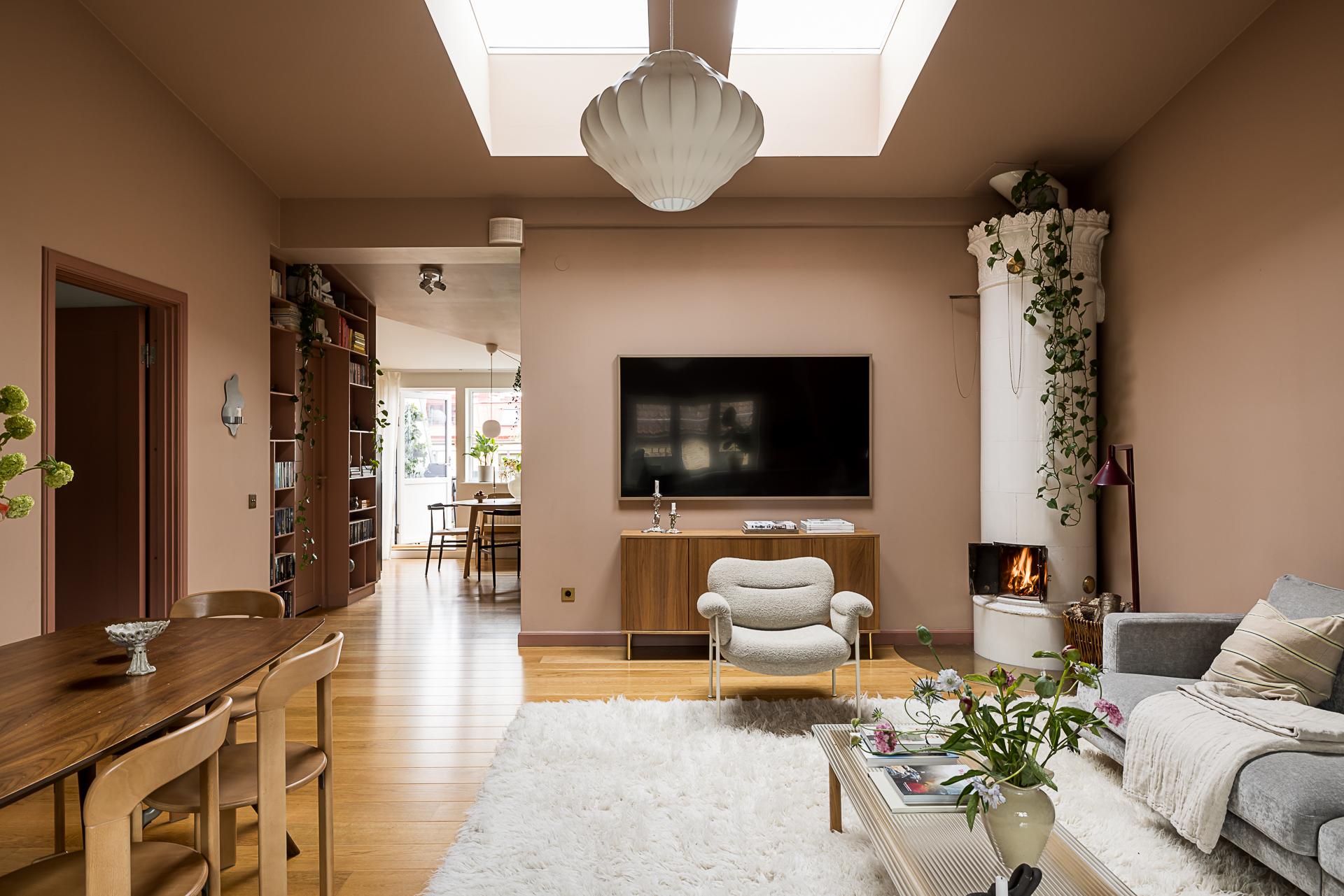 living room scandinavian decor with IKEA PS 2026 floor lamp