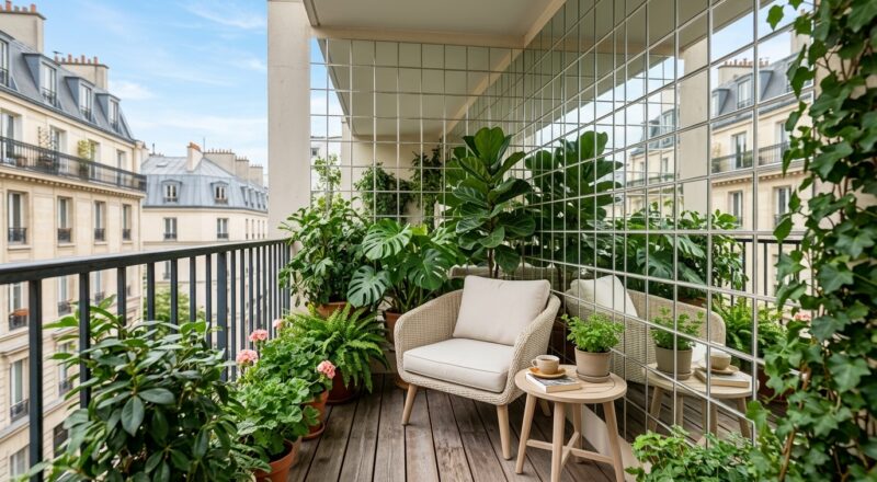 IKEA hack with mirror narrow balcony