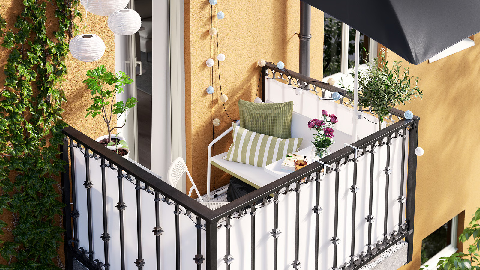 furnished narrow balcony by IKEA