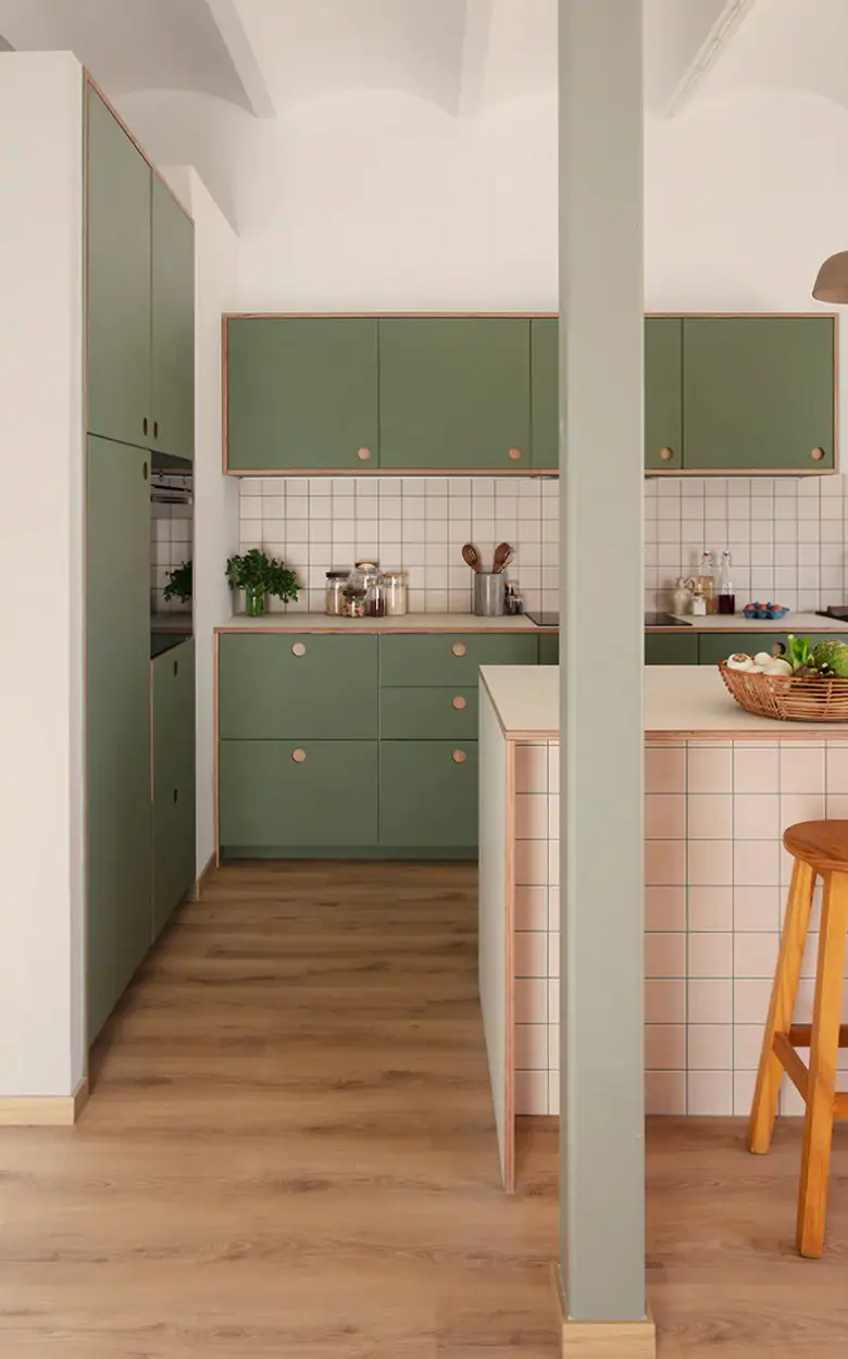 green kitchen in a small house in Catalonia contemporary decor green kitchen in a small house in Catalonia contemporary decor