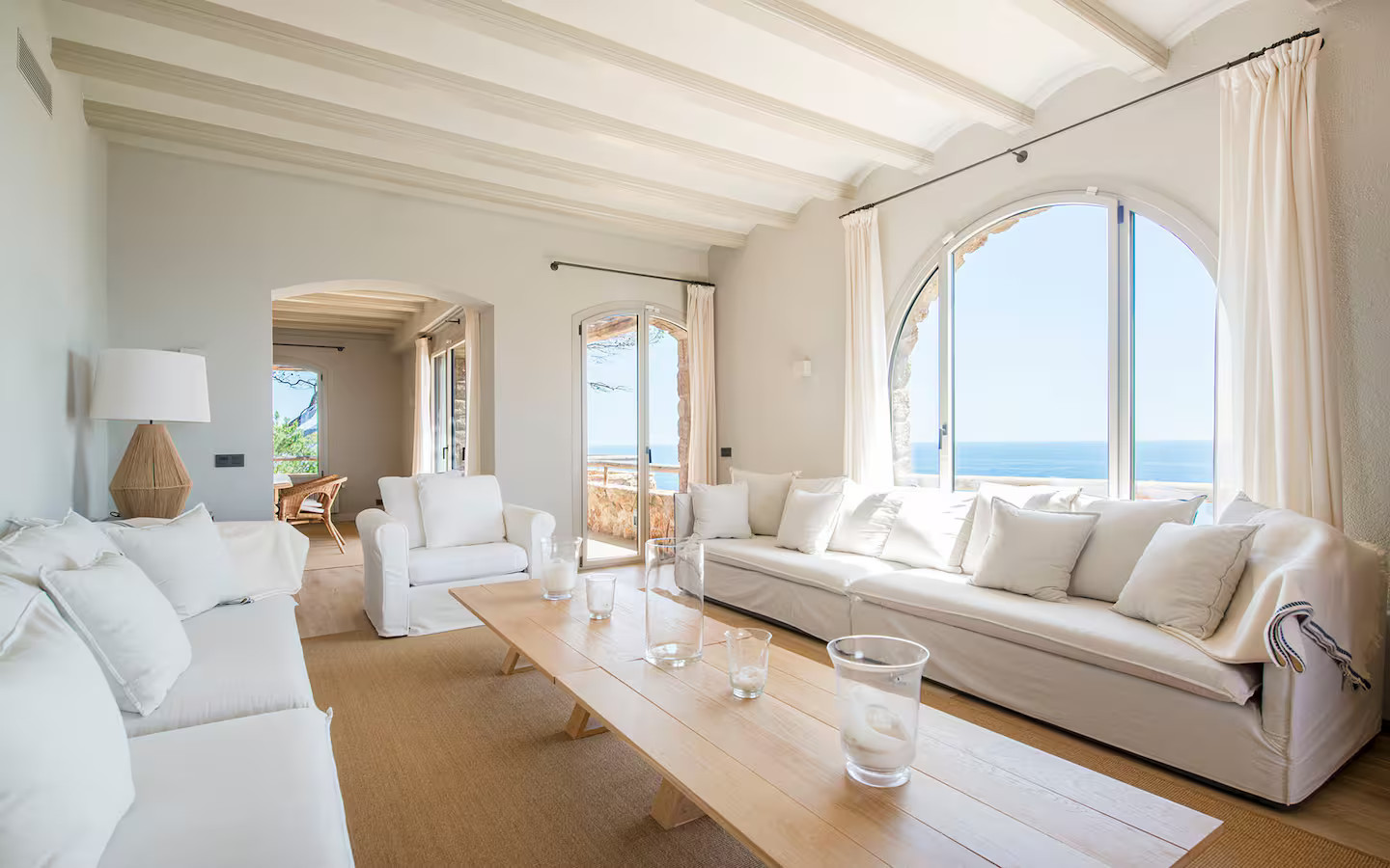 living room stone walls stone house with pool contemporary decor Villa Sant Jaume Tossa de Mar Costa Brava Spain living room stone walls stone house with pool contemporary decor Villa Sant Jaume Tossa de Mar Costa Brava Spain