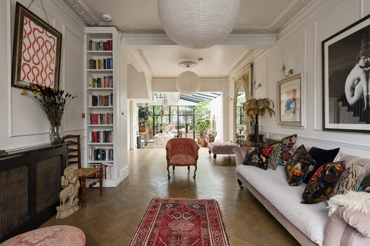salon style classique chic maison victorienne rénovée et agrandie à Londres