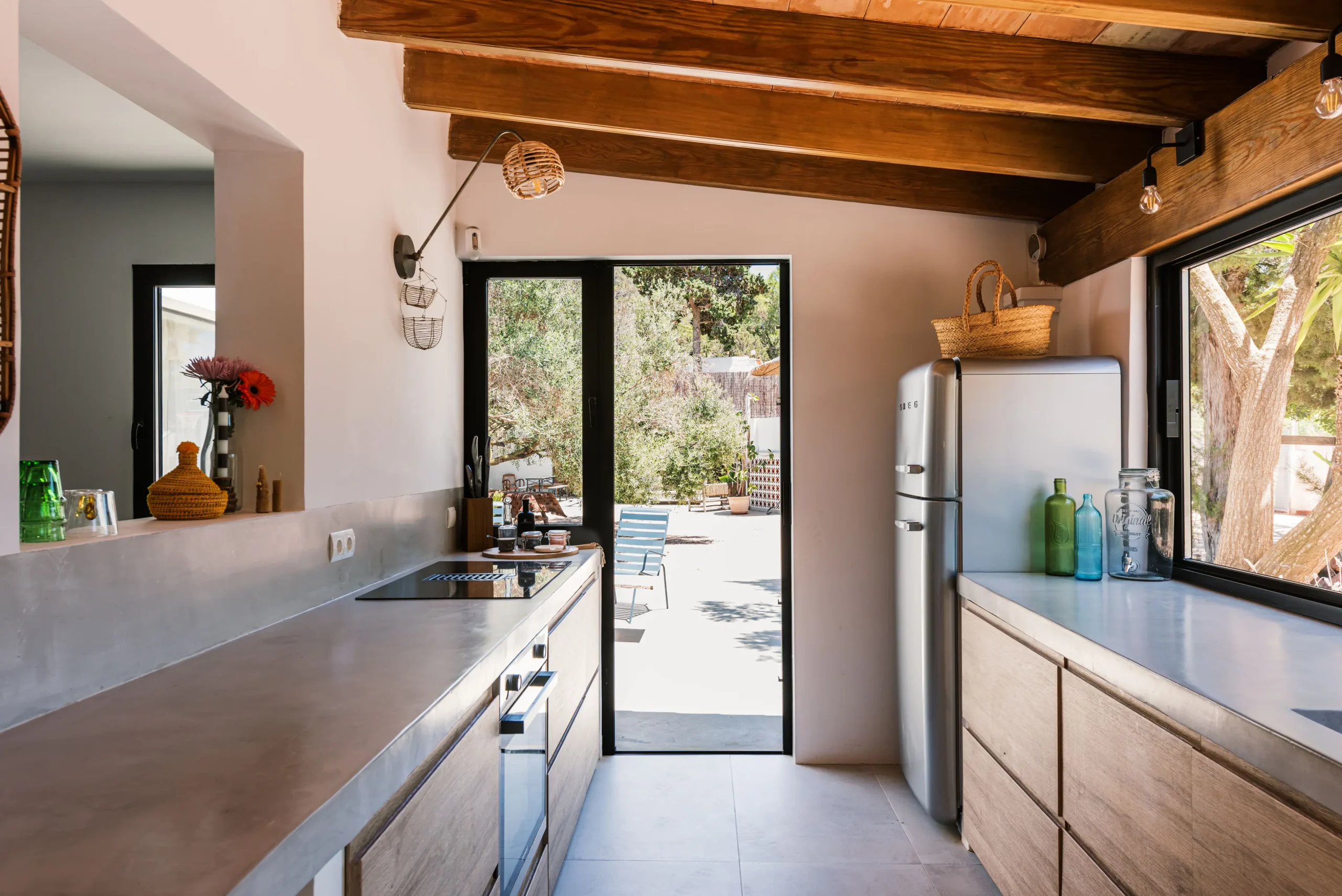 kitchen with beams vintage decor house in Ibiza kitchen with beams vintage decor house in Ibiza