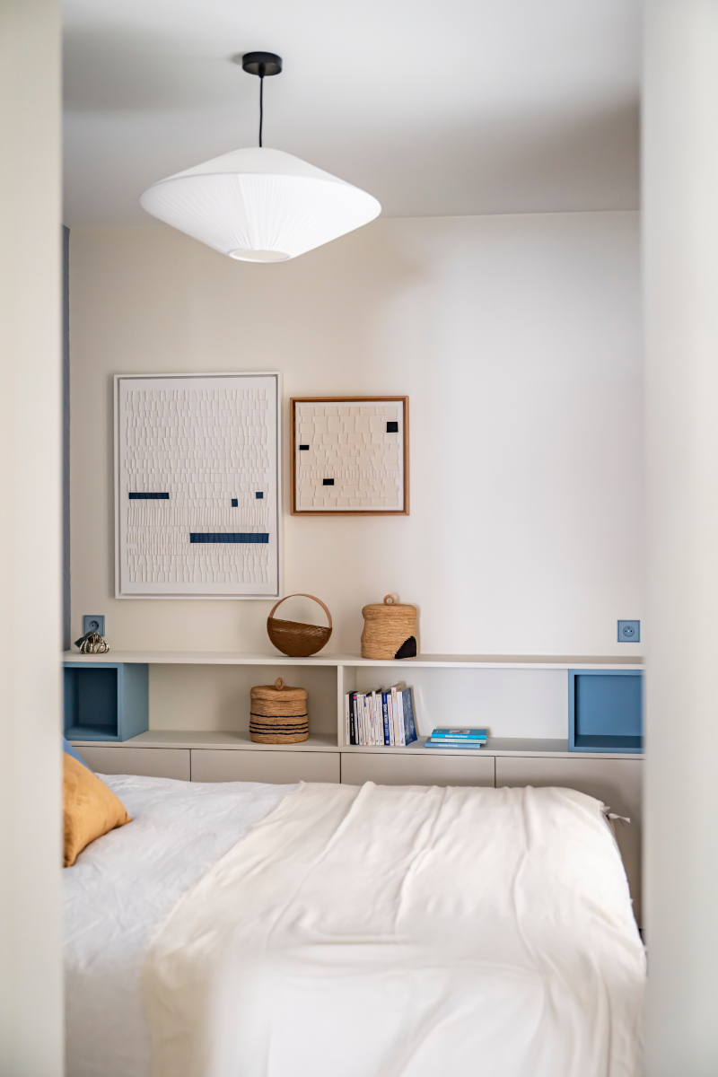chambre appartement de 60m2 rénové à Paris Photo : ©Julien Pépy