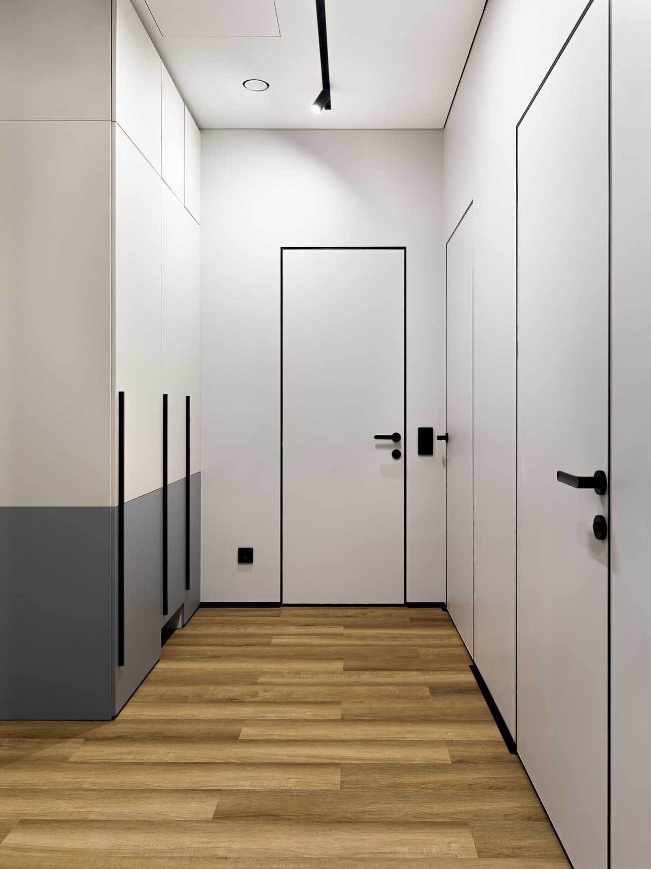 gray and white entryway