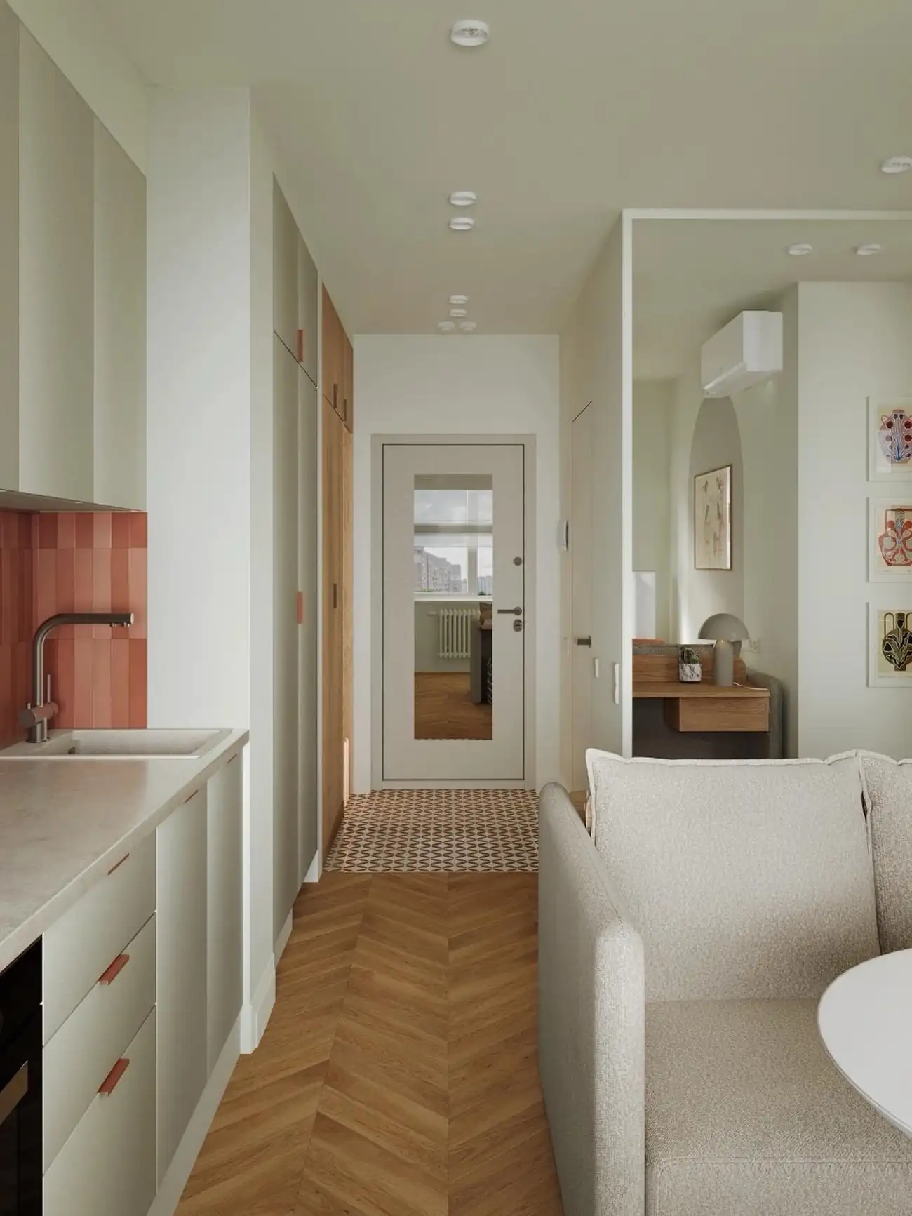 kitchen living room and dining room 27sqm studio contemporary decor