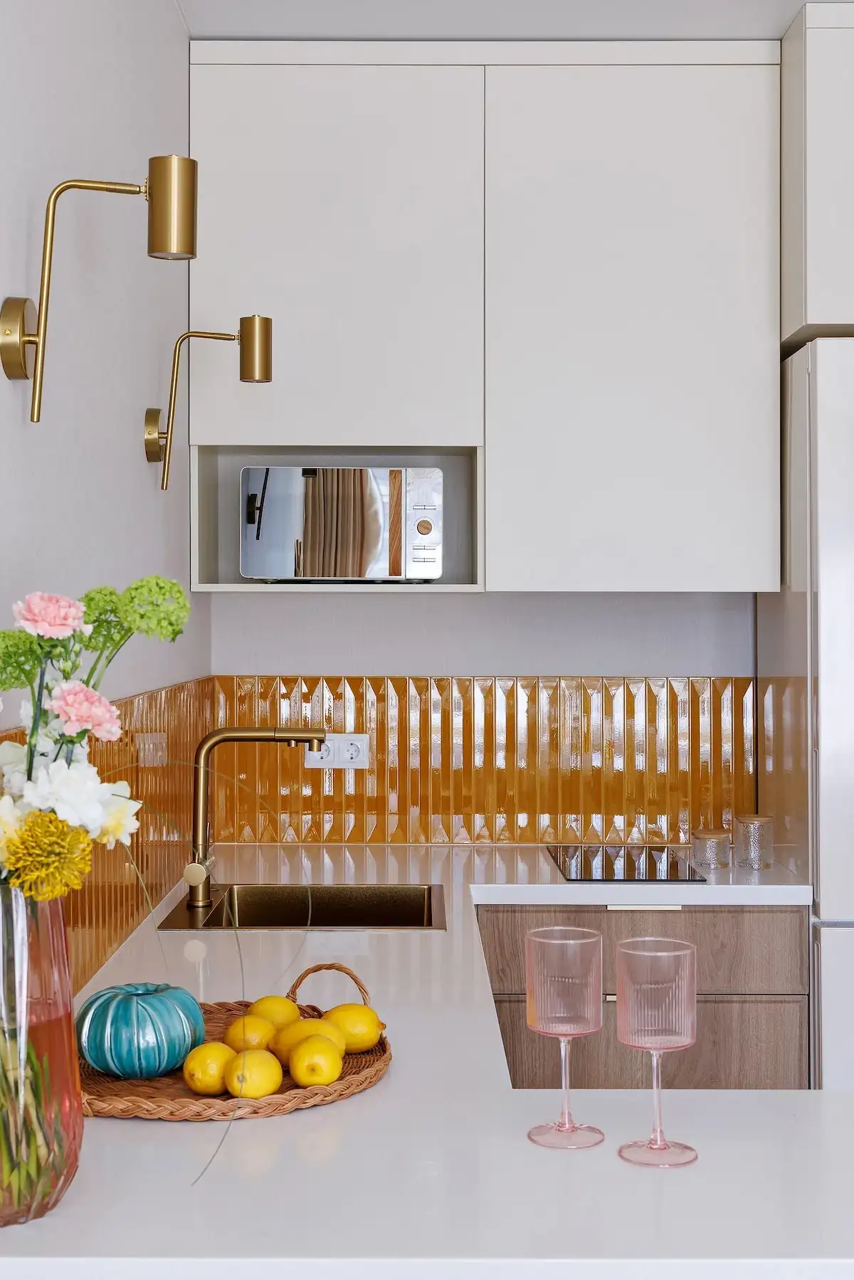 open kitchen in 26sqm studio flat coloured and contemporary decor open kitchen in 26sqm studio flat coloured and contemporary decor