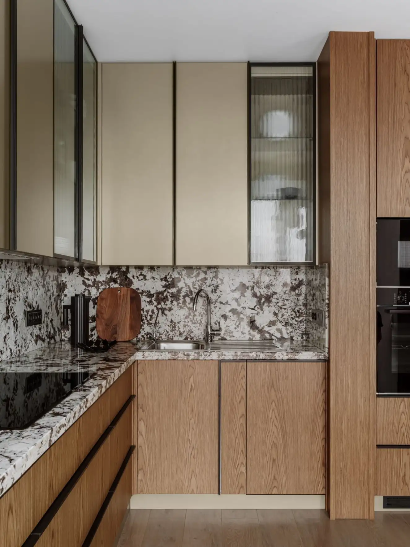 kitchen wooden and marble contemporary decor 87sqm apartment kitchen wooden and marble contemporary decor 87sqm apartment
