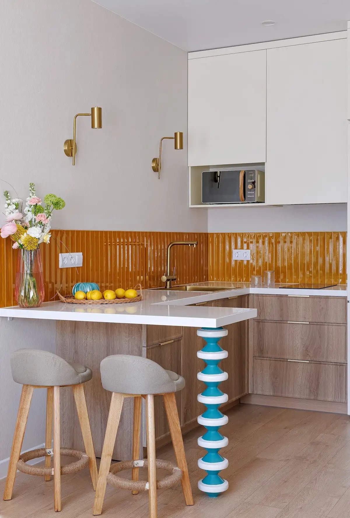open kitchen in 26sqm studio flat coloured and contemporary decor open kitchen in 26sqm studio flat coloured and contemporary decor