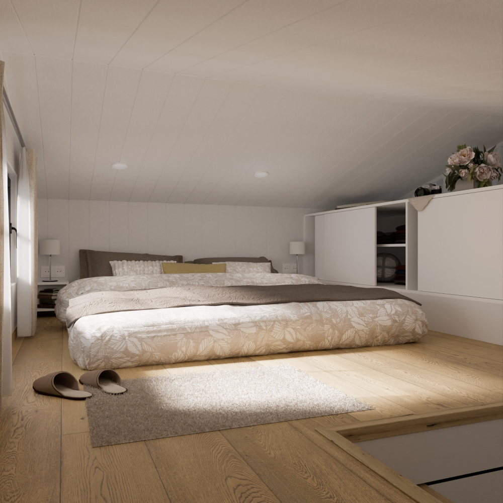 mezzanine bedroom 39sqm small house Lucia by Vagabond Haven mezzanine bedroom 39sqm small house Lucia by Vagabond Haven