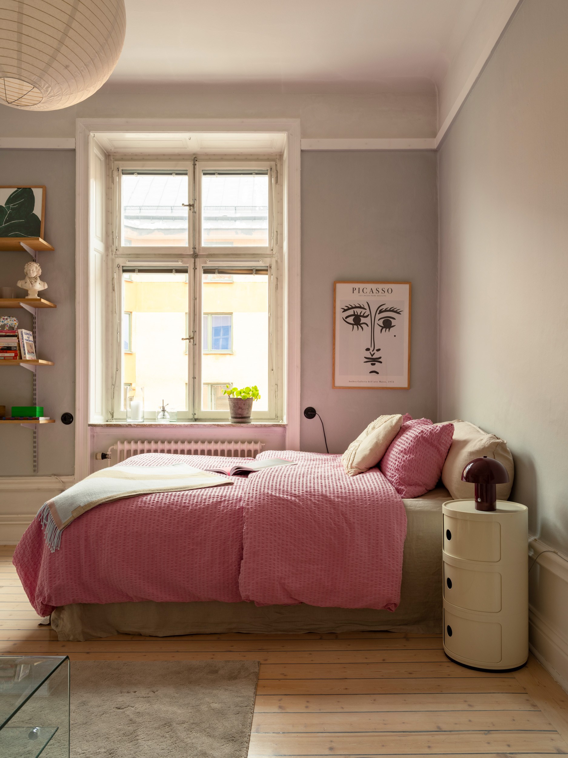 chambre dans salon studio 34m2 décoration scandinave