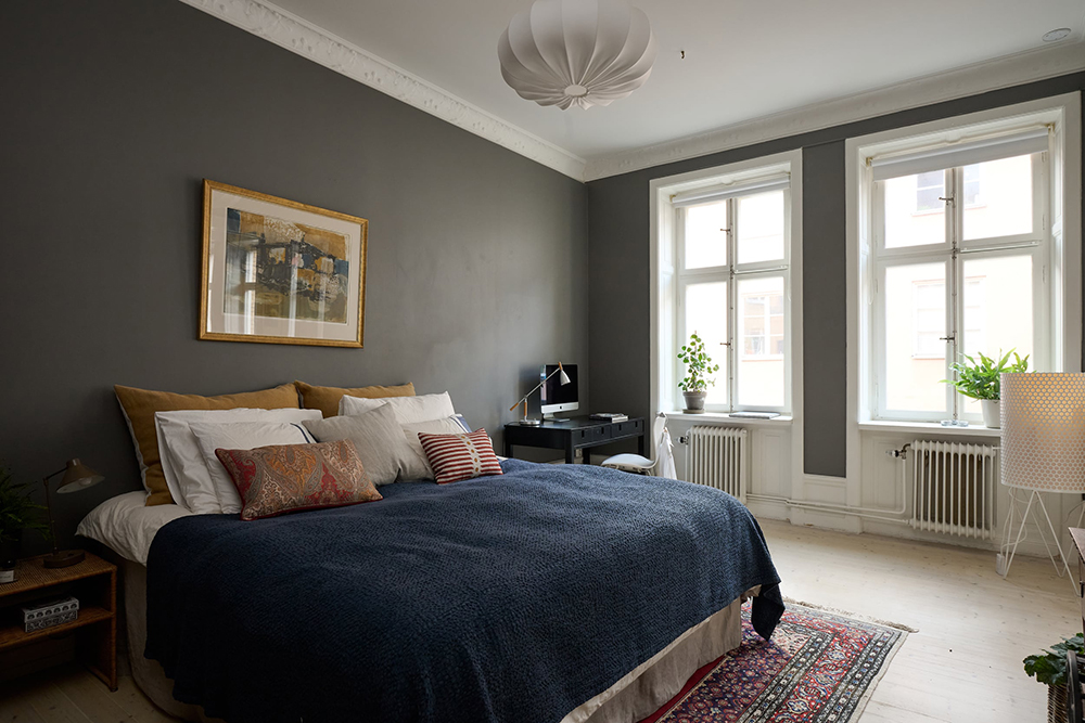 chambre grise décoration vintage et scandinave deux-pièces 57m2 chambre grise décoration vintage et scandinave deux-pièces 57m2