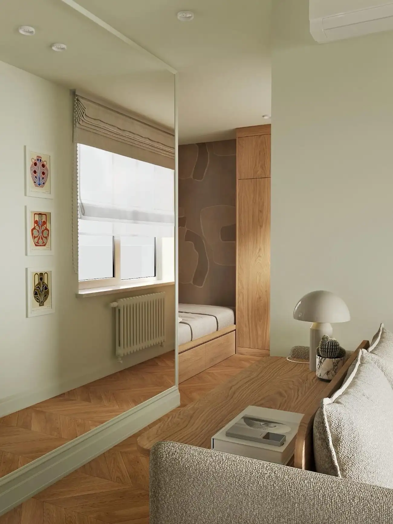 bedroom in alcove 27sqm studio contemporary decor