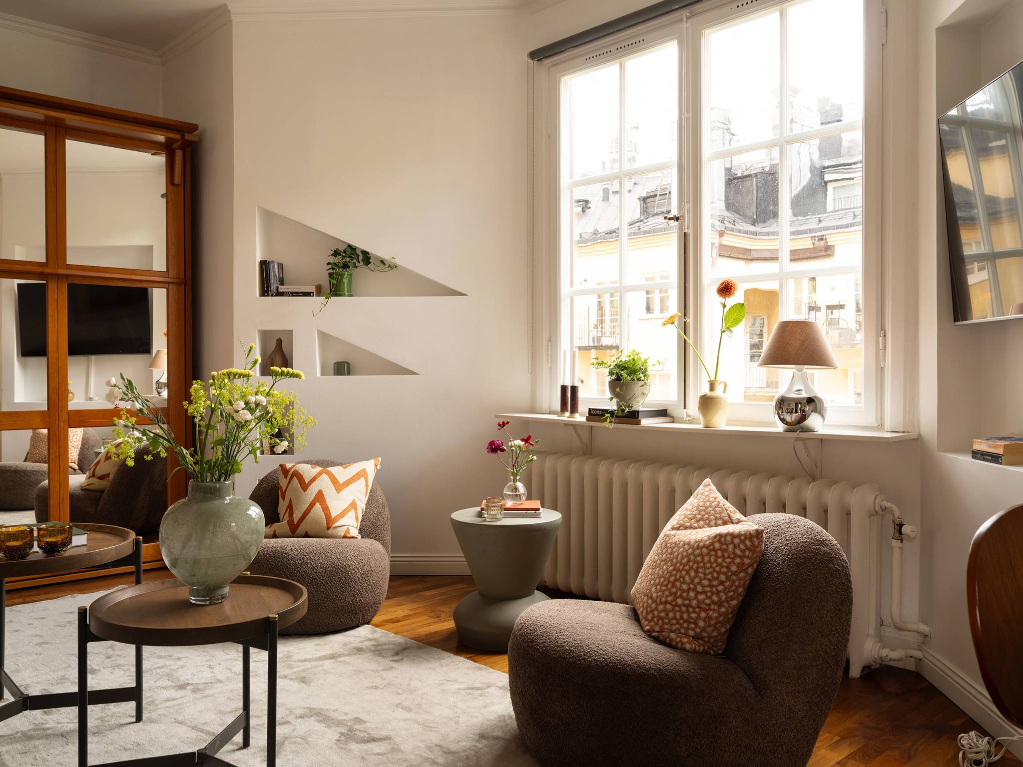 living room 31sqm studio Scandinavian decor in neutral tons living room 31sqm studio Scandinavian decor in neutral tons