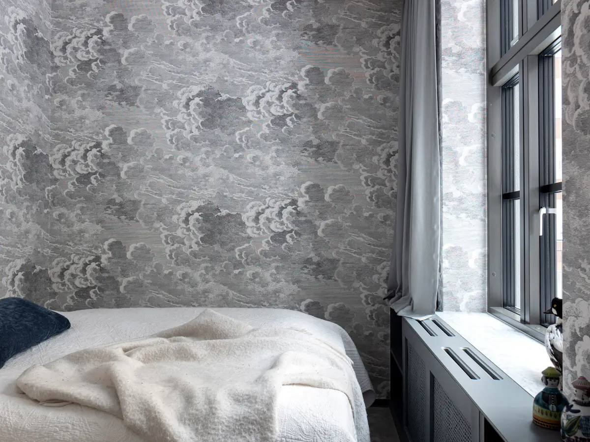 chambre grise papier-peint Fornasetti chambre grise papier-peint Fornasetti
