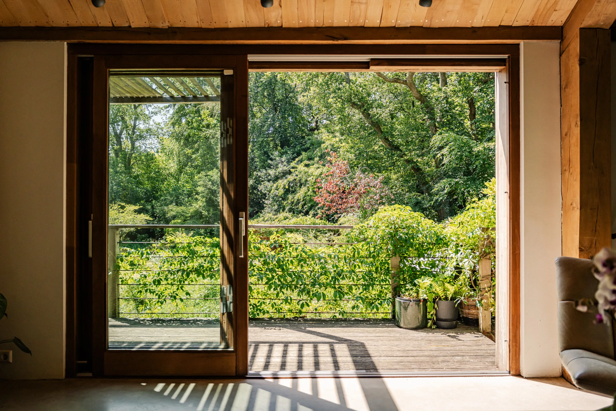 salon avec terrasse maison contemporaine en bois avec piscine écologique et naturelle salon avec terrasse maison contemporaine en bois avec piscine écologique et naturelle