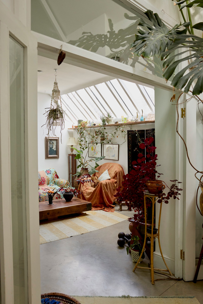 salon avec plantes décoration vintage maison dans ancienne école victorienne Londres