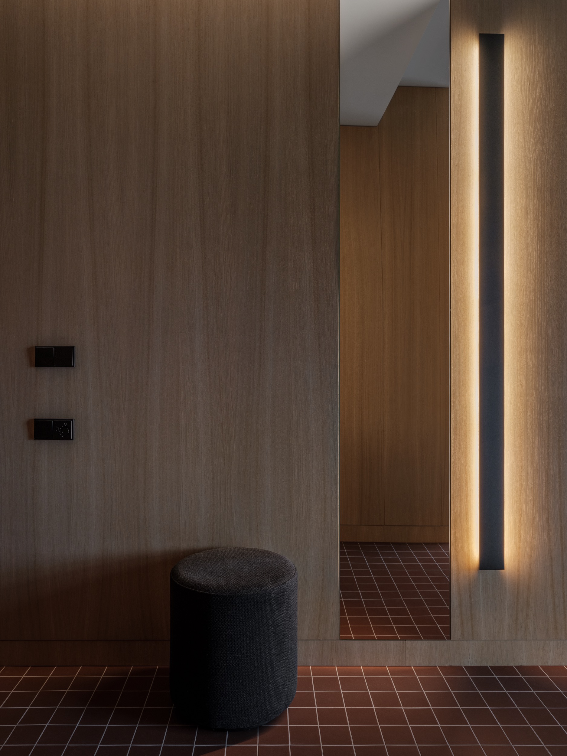 entrée avec placard décoration contemporaine petit appartement 46m2