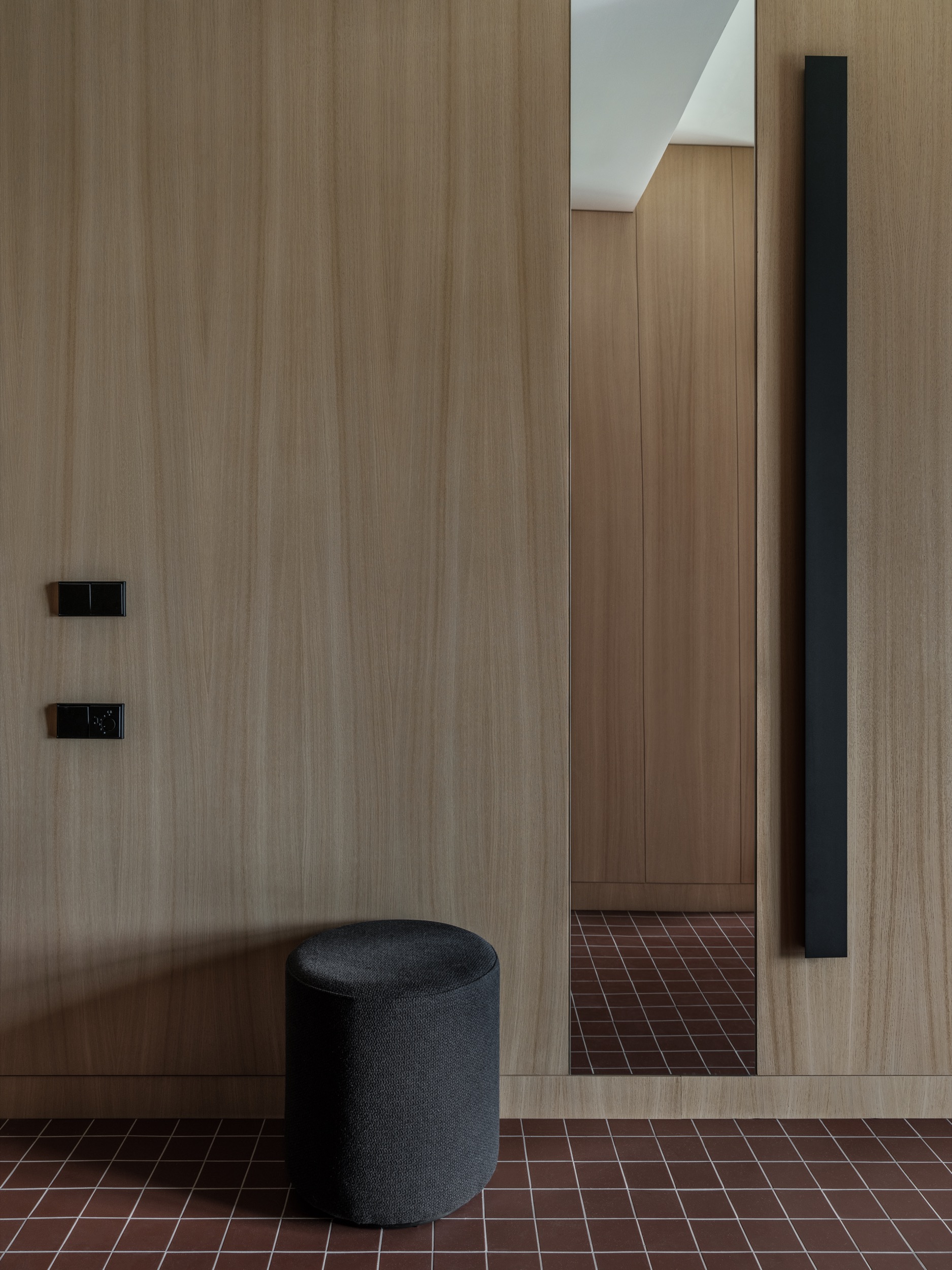 entrée avec placard décoration contemporaine petit appartement 46m2