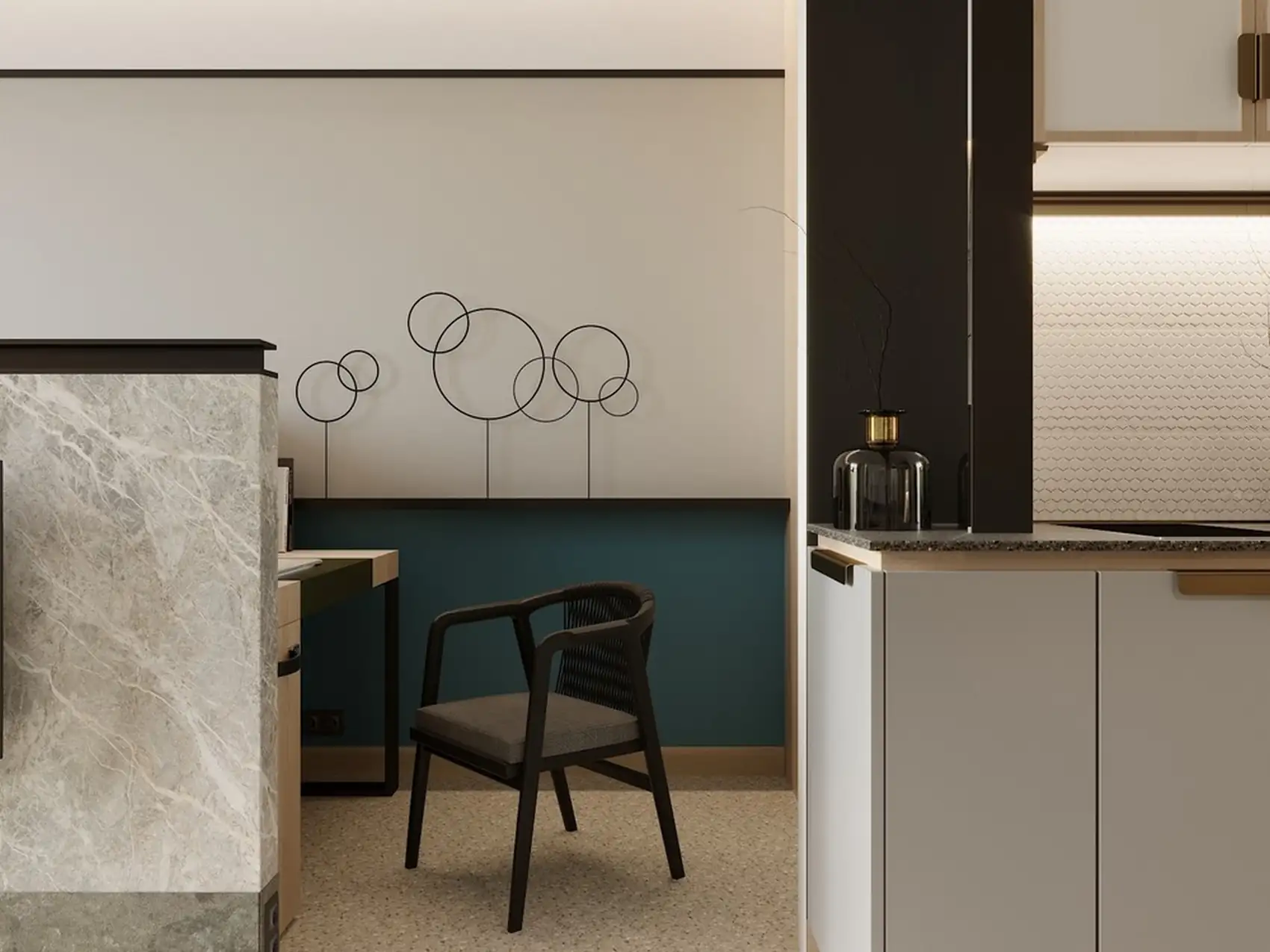 cuisine et bureau studio de 33m2 décoration contemporaine cuisine et bureau studio de 33m2 décoration contemporaine